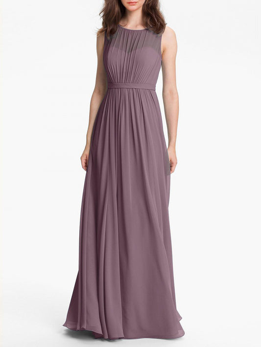 Chiffon Column Sweetheart Sleeveless Bridesmaid Dress-F0117901