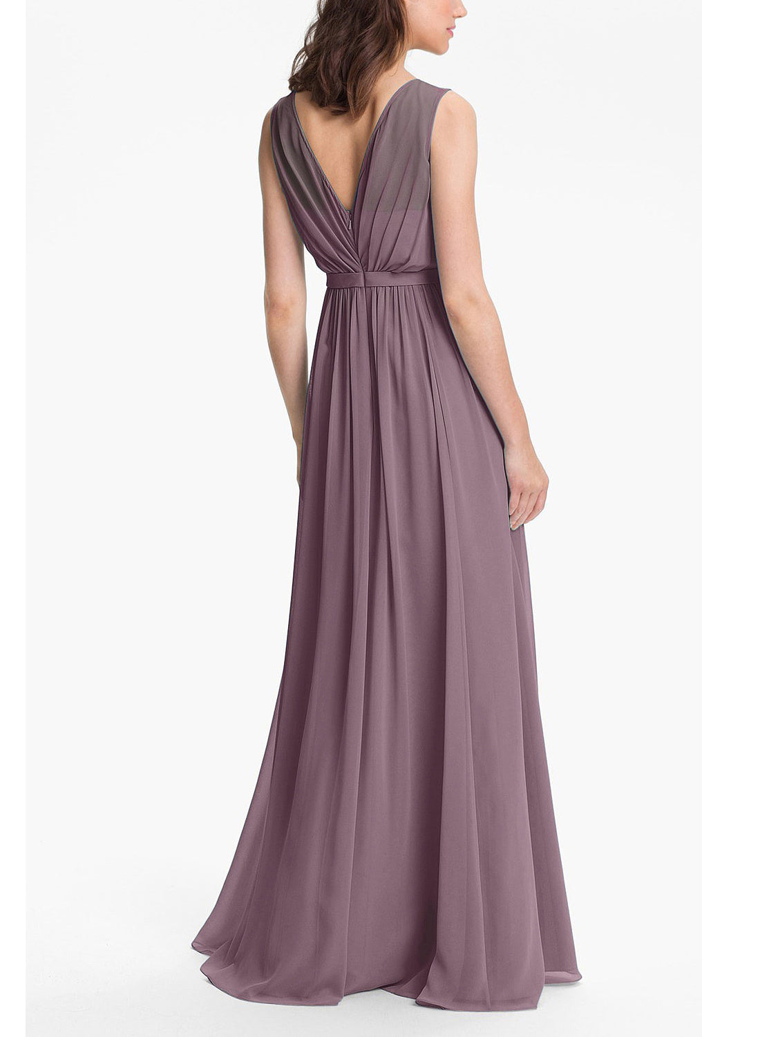Chiffon Column Sweetheart Sleeveless Bridesmaid Dress-F0117901