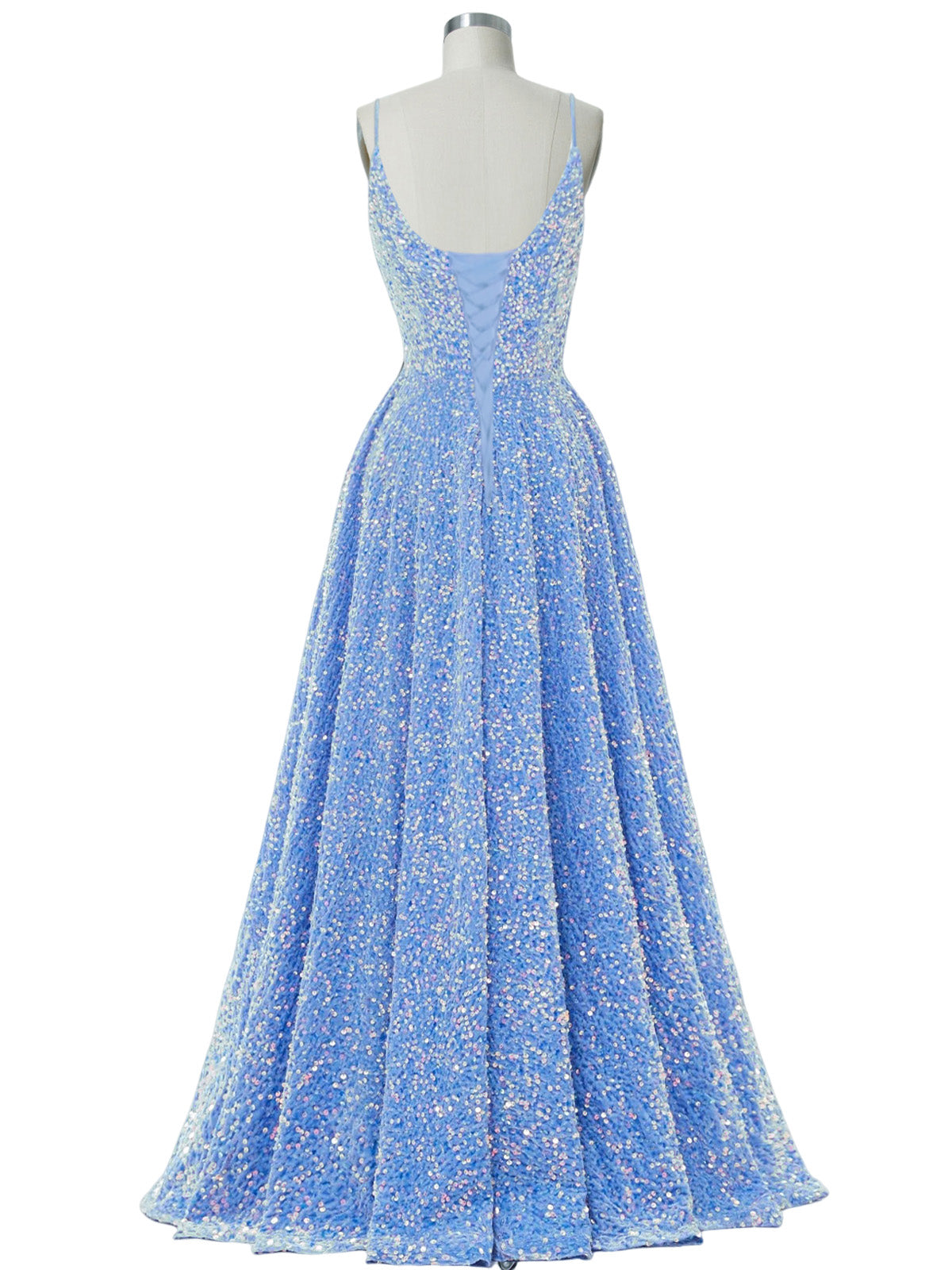 Women's Long Dress Sequin Bateau/Boat Back Strap Fashion Long Sleeveless Party Dress GD101937