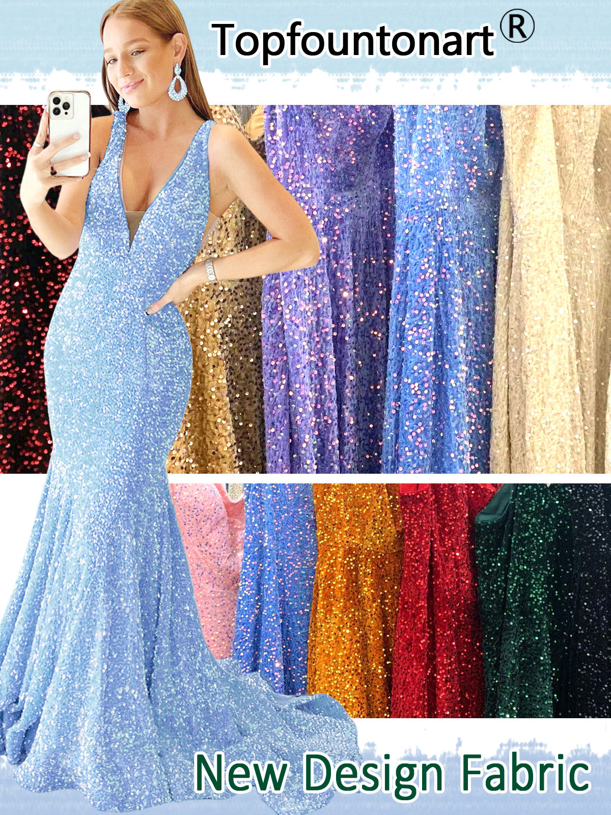 Long Dress Sequin V-neck Back Strap Fashion Long Sleeveless Party Dress GD101938