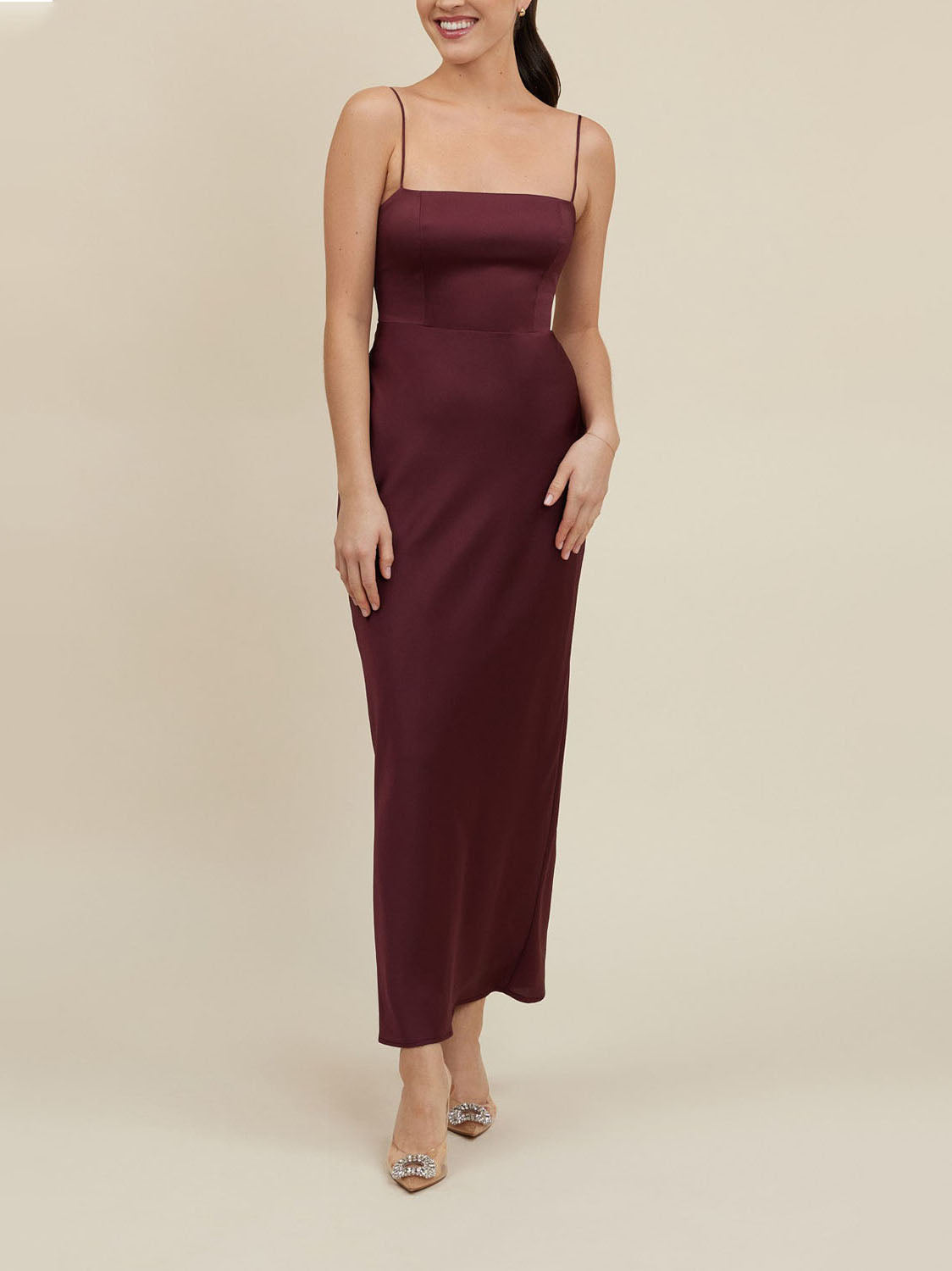 Stretch Satin Boat Neck Sleeveless Bridesmaid Dress| Plus Size | 60+ Colors ForHerandForHim Stretch Satin Boat Neck Sleeveless Bridesmaid Dress| Plus Size | 60+ Colors ForHerandForHim