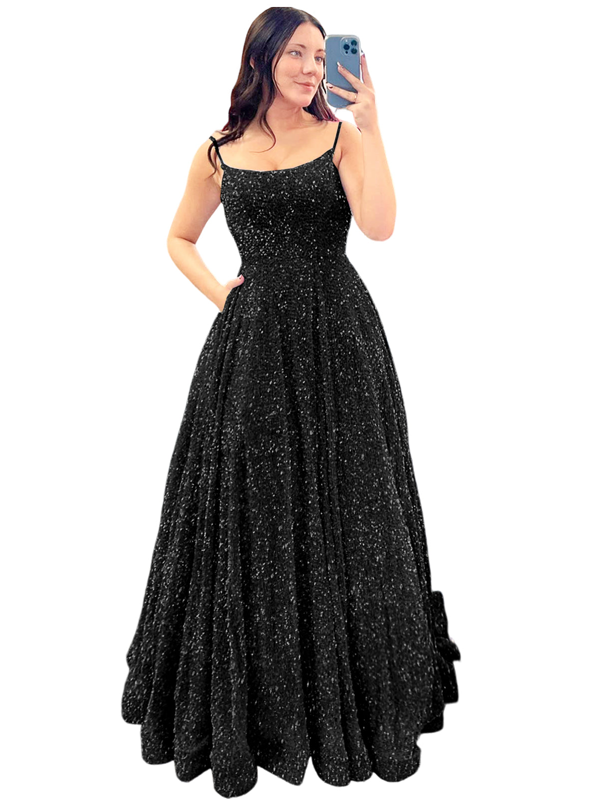 Women's Long Dress Sequin Bateau/Boat Back Strap Fashion Long Sleeveless Party Dress GD101937