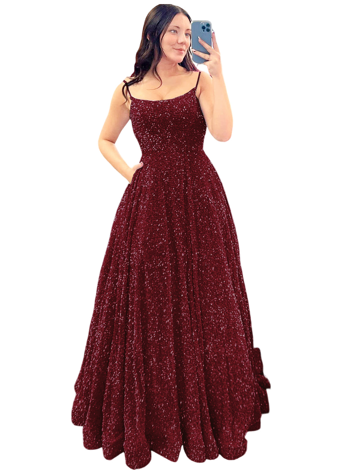 Women's Long Dress Sequin Bateau/Boat Back Strap Fashion Long Sleeveless Party Dress GD101937