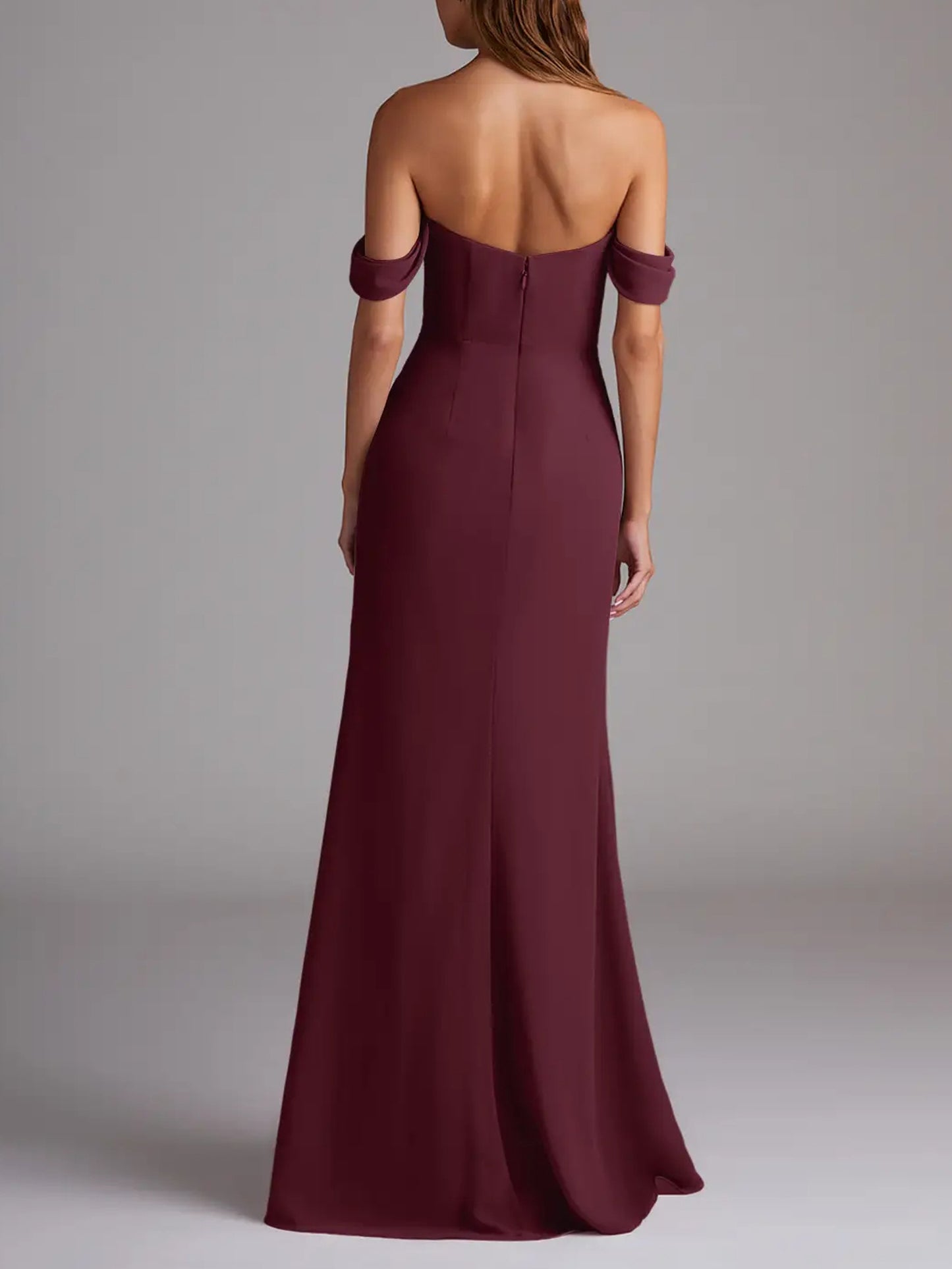 Chiffon A-Line Off the Shoulder Bridesmaid Dress-F0114002P