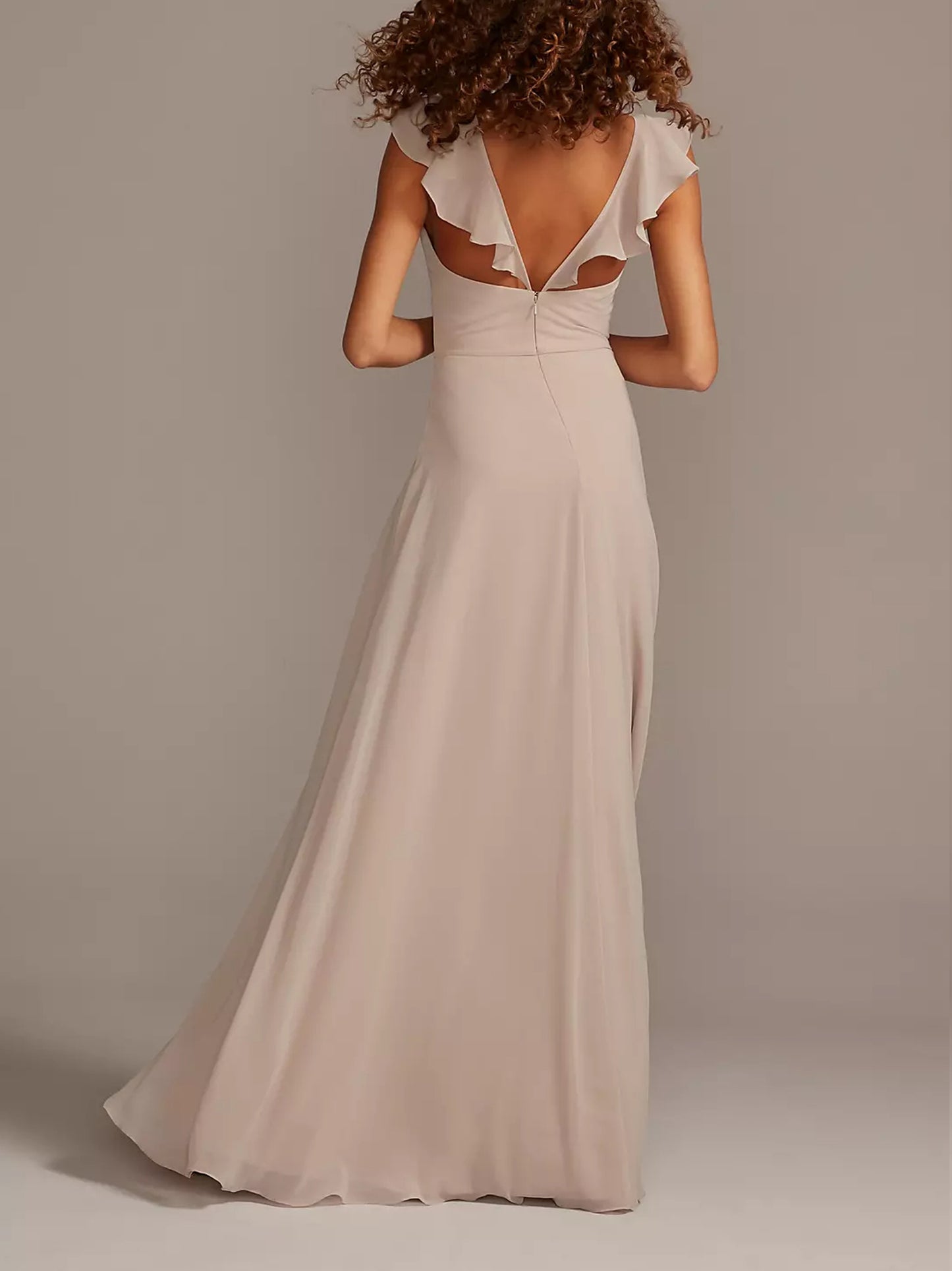 Chiffon A-Line V-Neck Pleated Bridesmaid Dress-F0114015
