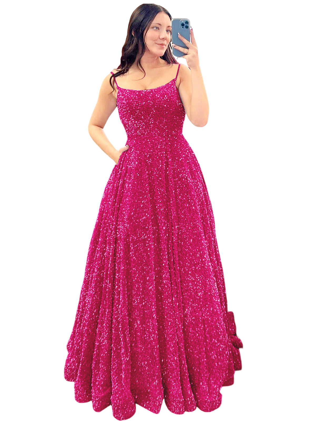 Women's Long Dress Sequin Bateau/Boat Back Strap Fashion Long Sleeveless Party Dress GD101937
