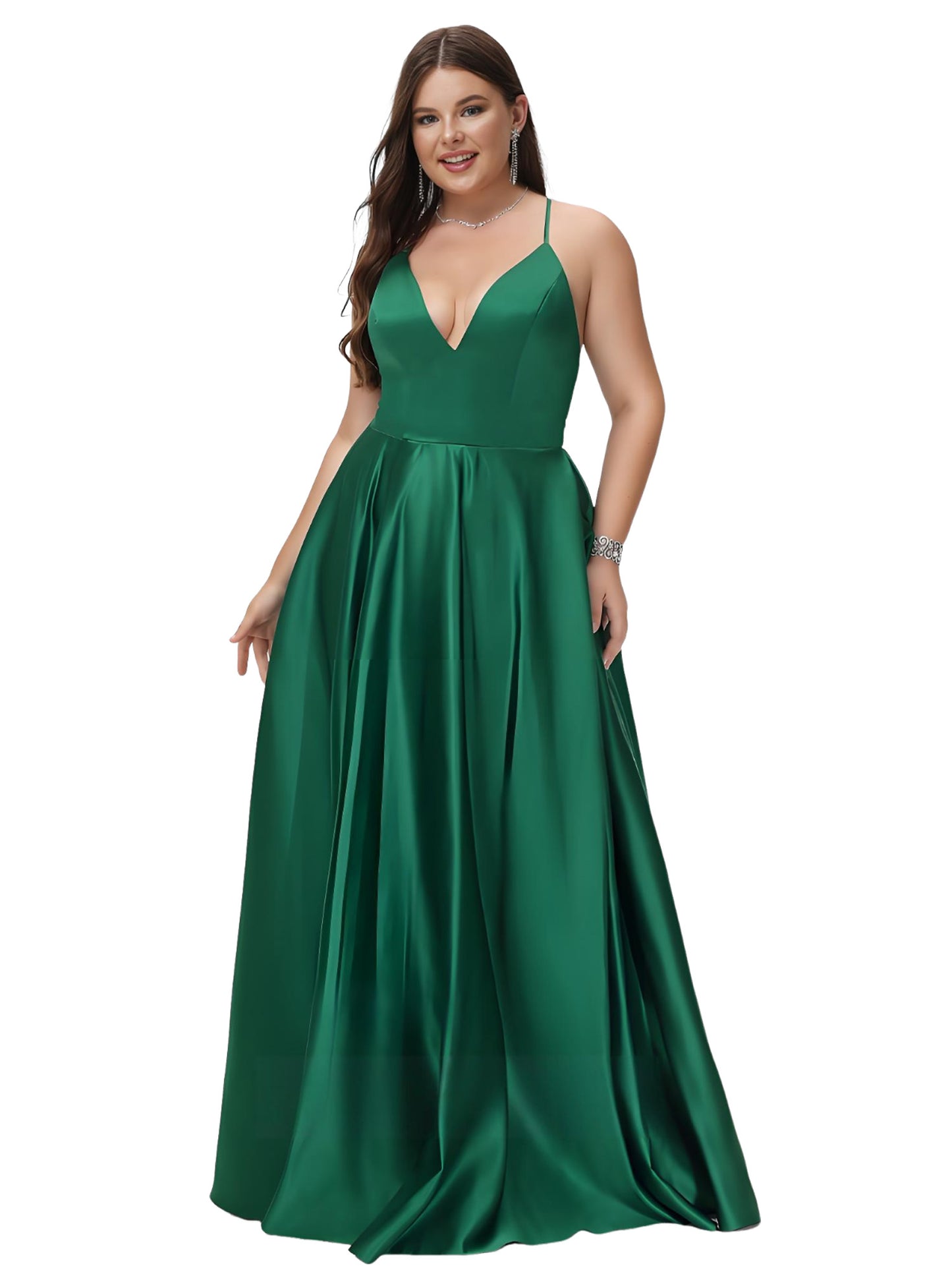 A Line Long Prom Dress Sweetheart Satin Slit Evening Ball Gown GD300100