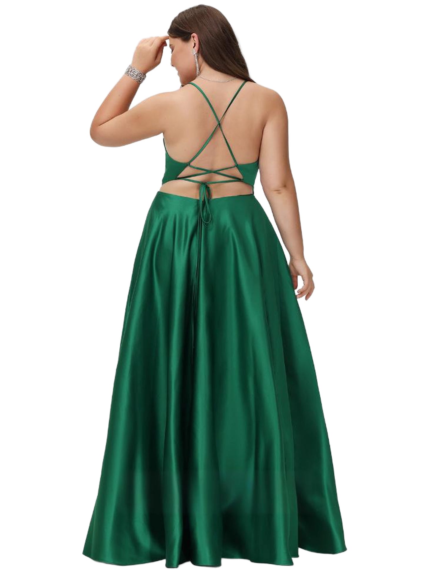 A Line Long Prom Dress Sweetheart Satin Slit Evening Ball Gown GD300100