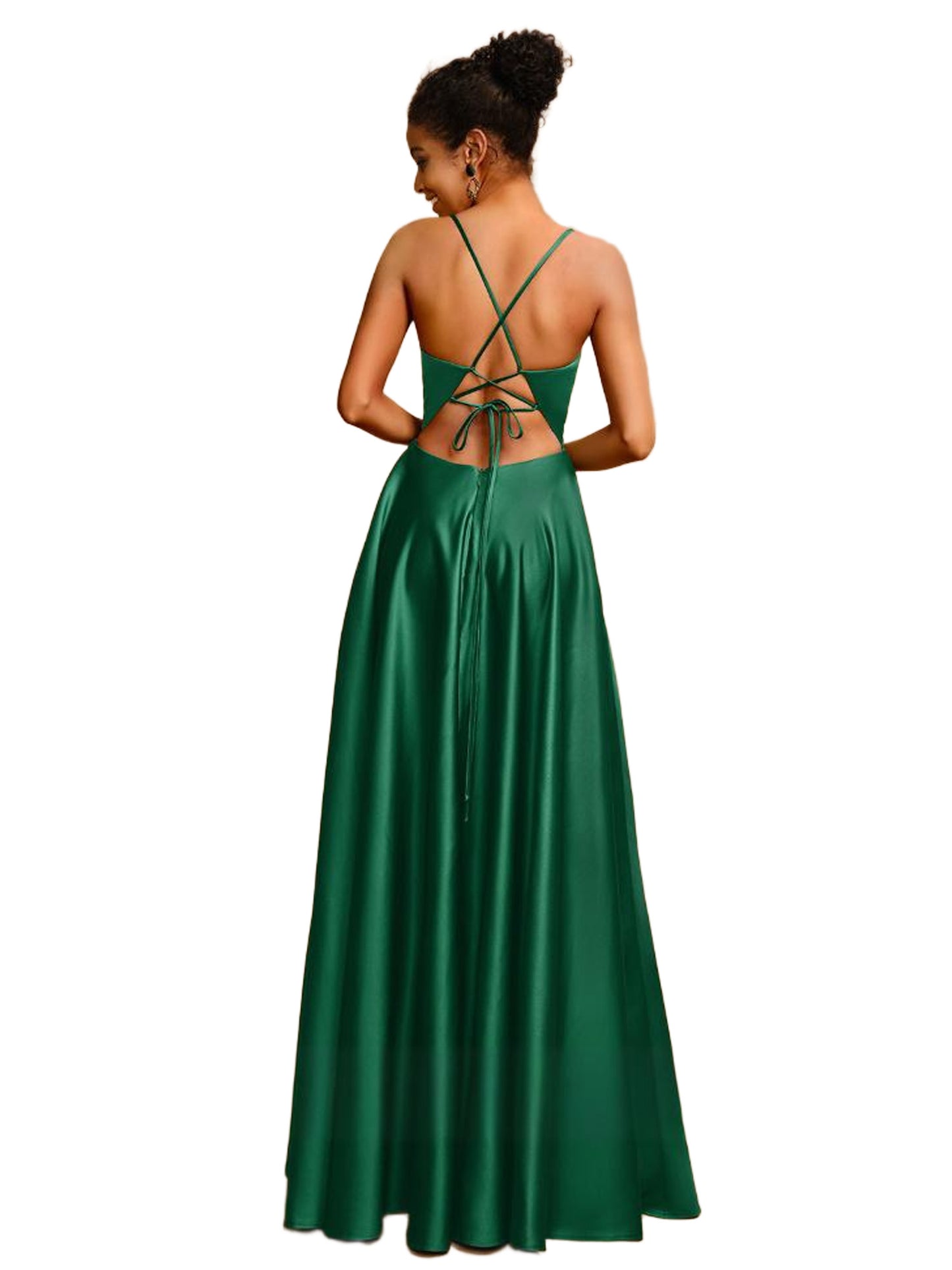 A Line Long Prom Dress Sweetheart Satin Slit Evening Ball Gown GD300100