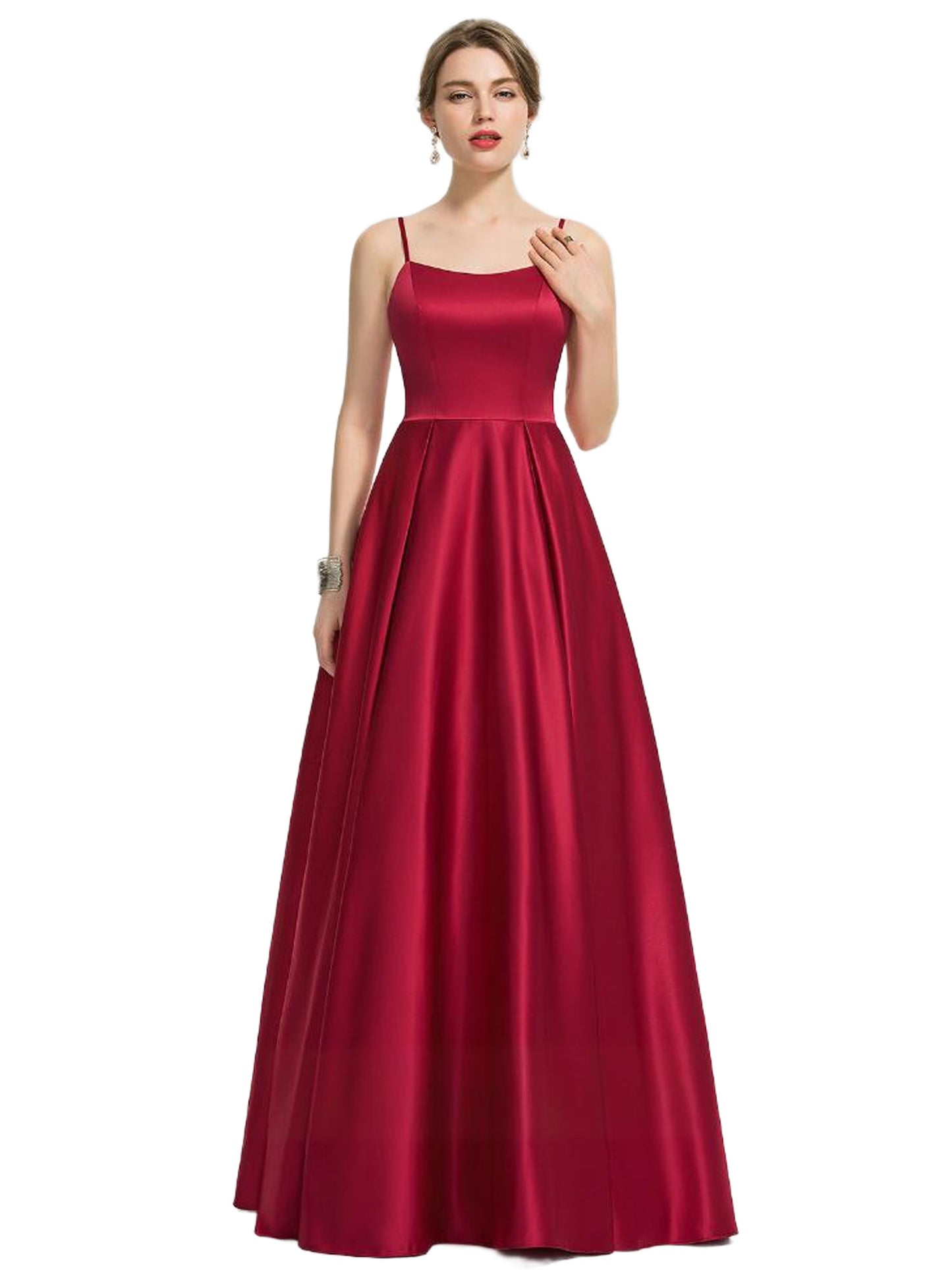 Satin A Line Long Prom Dress Sweetheart Slit Evening Ball Gown GD300102