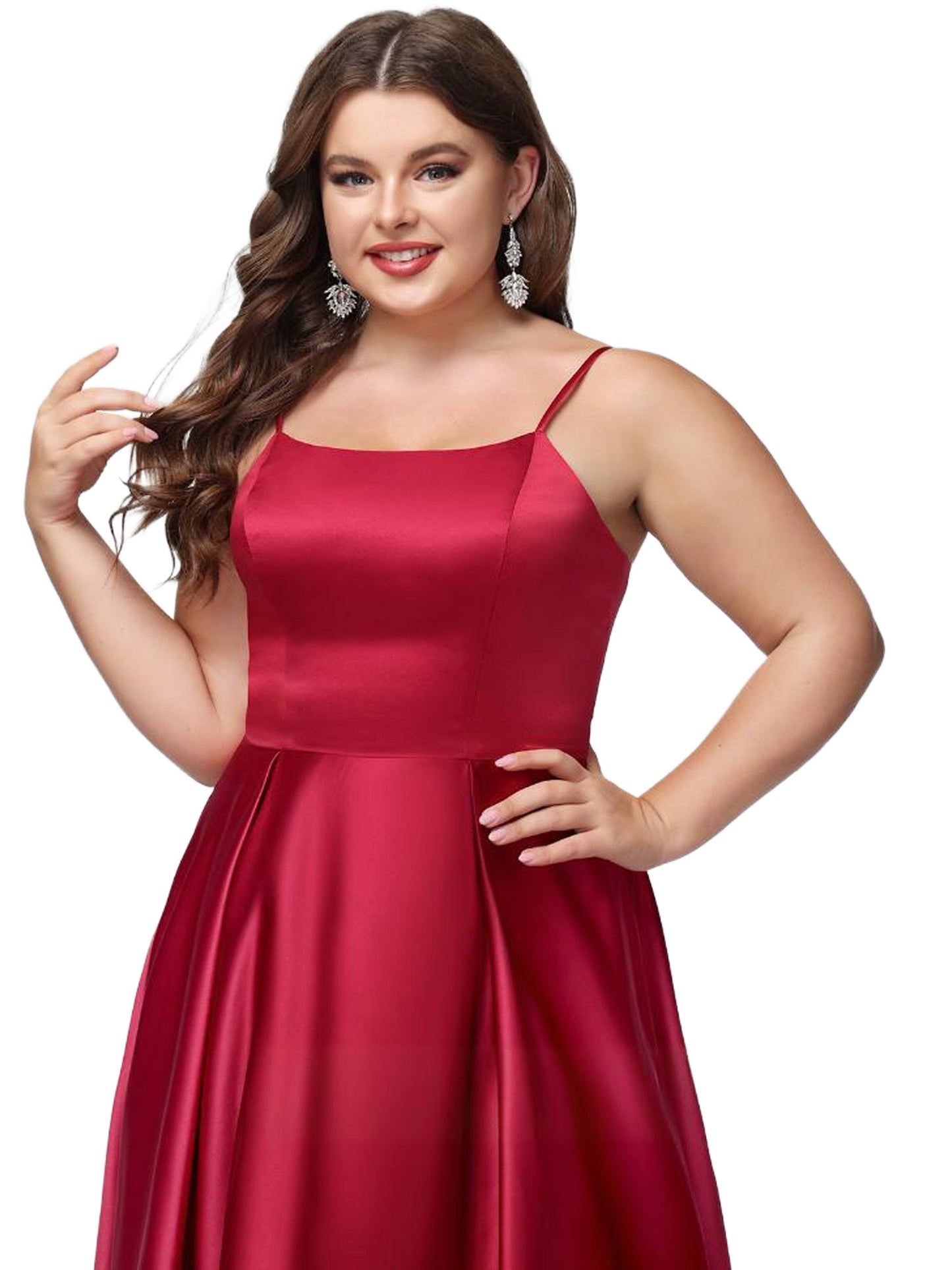 Satin A Line Long Prom Dress Sweetheart Slit Evening Ball Gown GD300102
