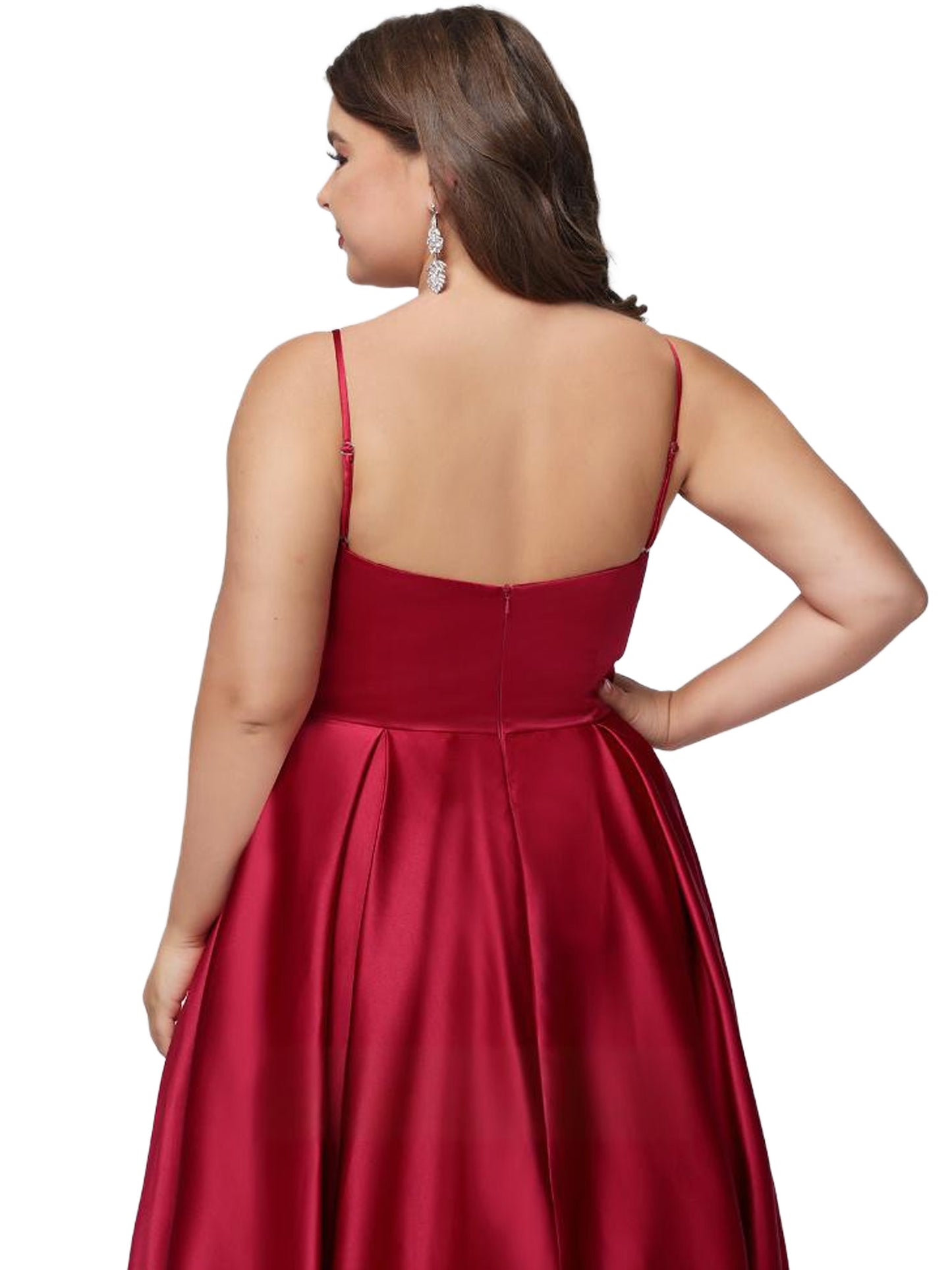 Satin A Line Long Prom Dress Sweetheart Slit Evening Ball Gown GD300102