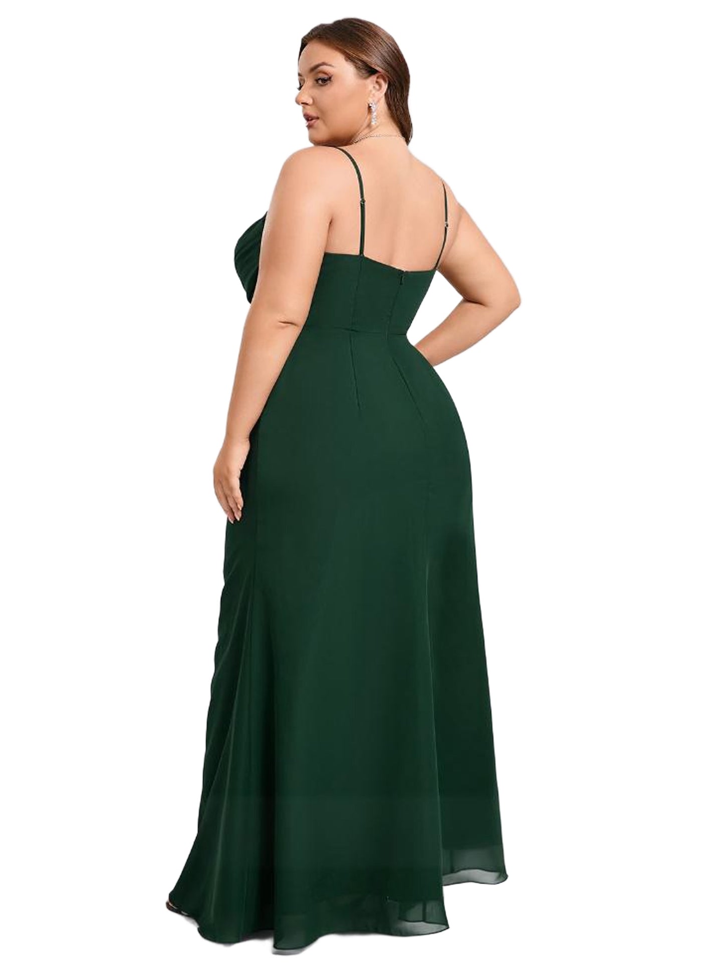 Plus Size Pearl Chiffon Long Prom Dress Spaghetti Straps Ball Gown GD300103
