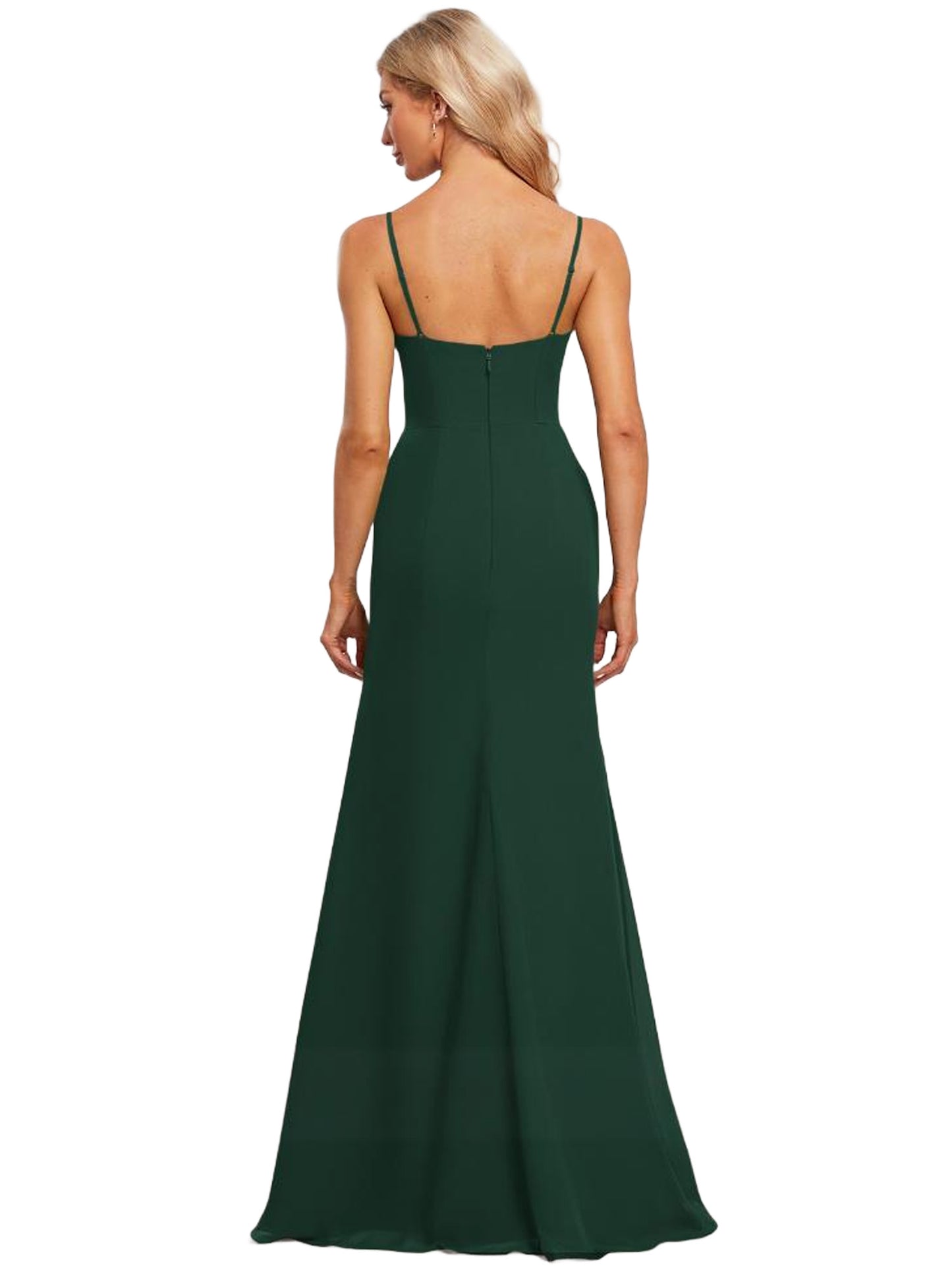 Plus Size Pearl Chiffon Long Prom Dress Spaghetti Straps Ball Gown GD300103