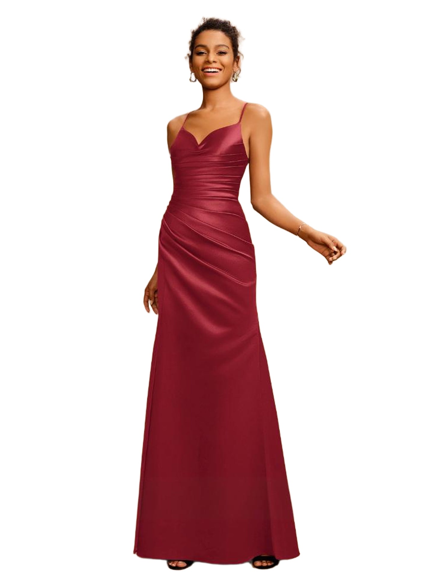 Plus Size A Line Long Prom Dress V-Neck Satin Evening Ball Gown GD300104