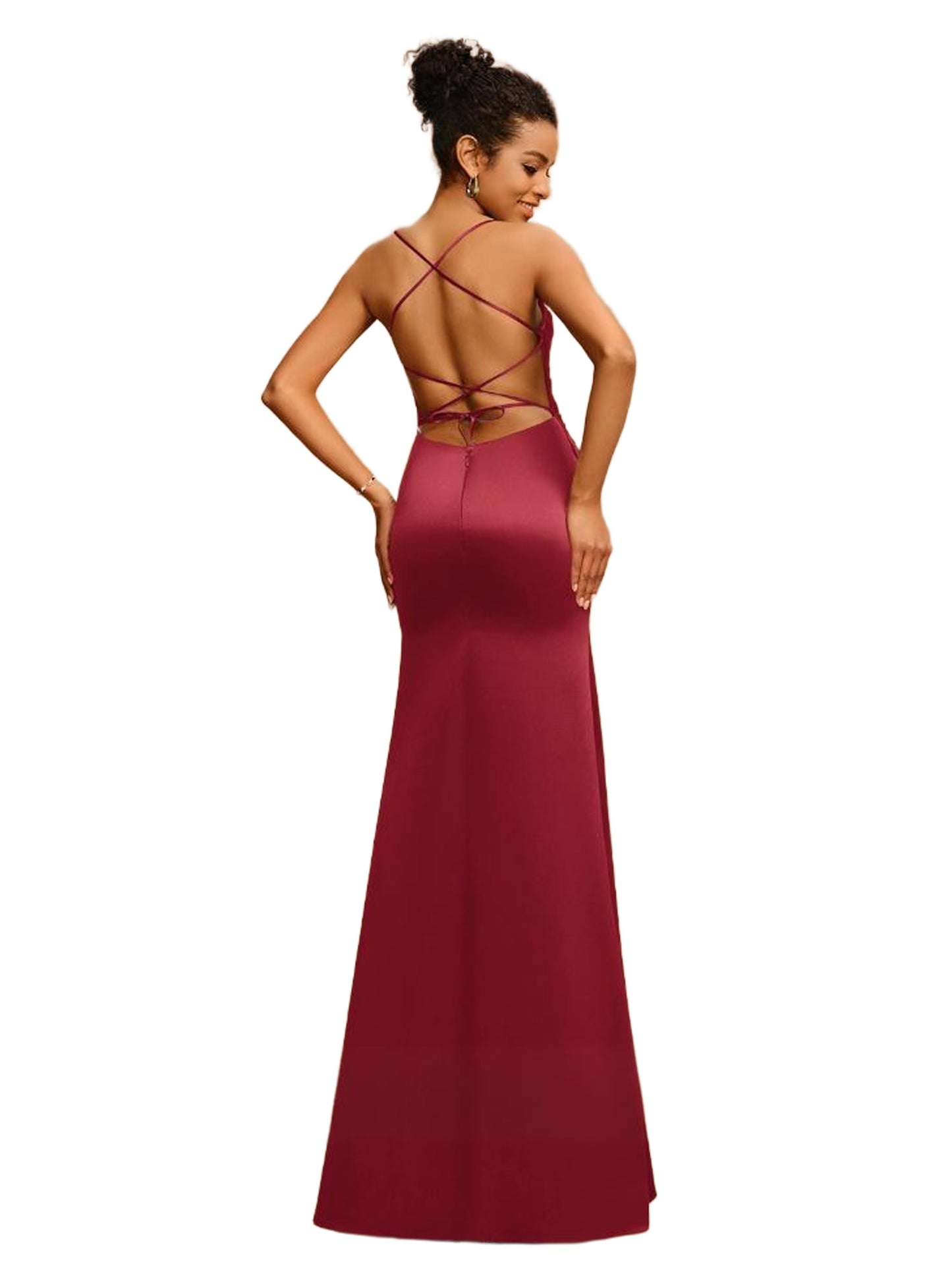 Plus Size A Line Long Prom Dress V-Neck Satin Evening Ball Gown GD300104