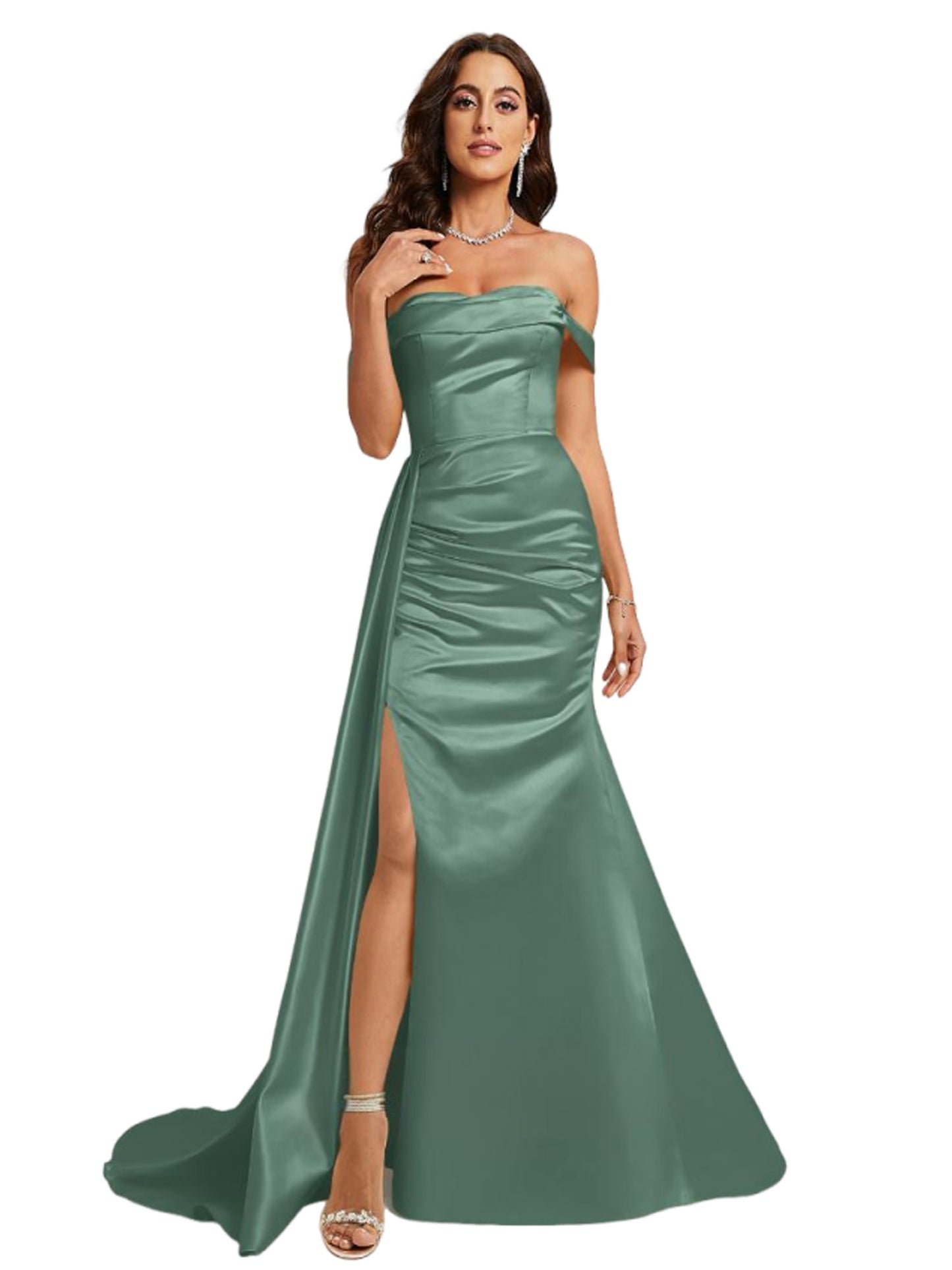 Plus Size Long Prom Dress Off-the-shoulder A Line Evening Ball Gown GD300110