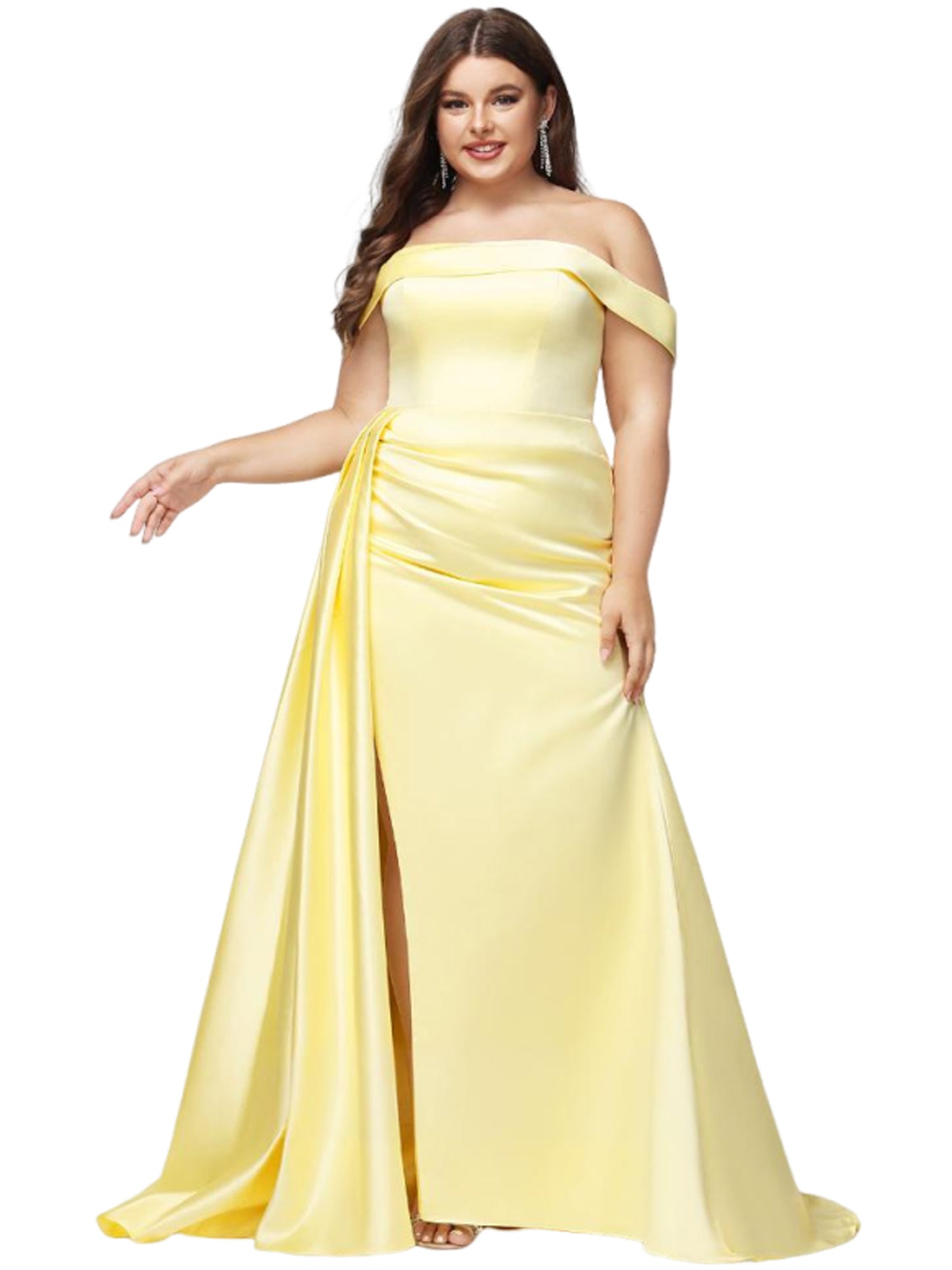 Plus Size Long Prom Dress Off-the-shoulder A Line Evening Ball Gown GD300110