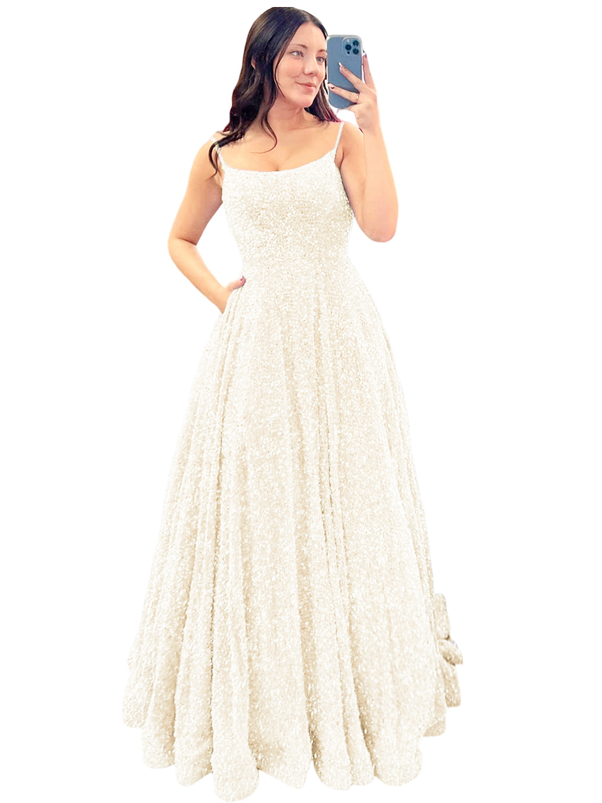 Women's Long Dress Sequin Bateau/Boat Back Strap Fashion Long Sleeveless Party Dress GD101937