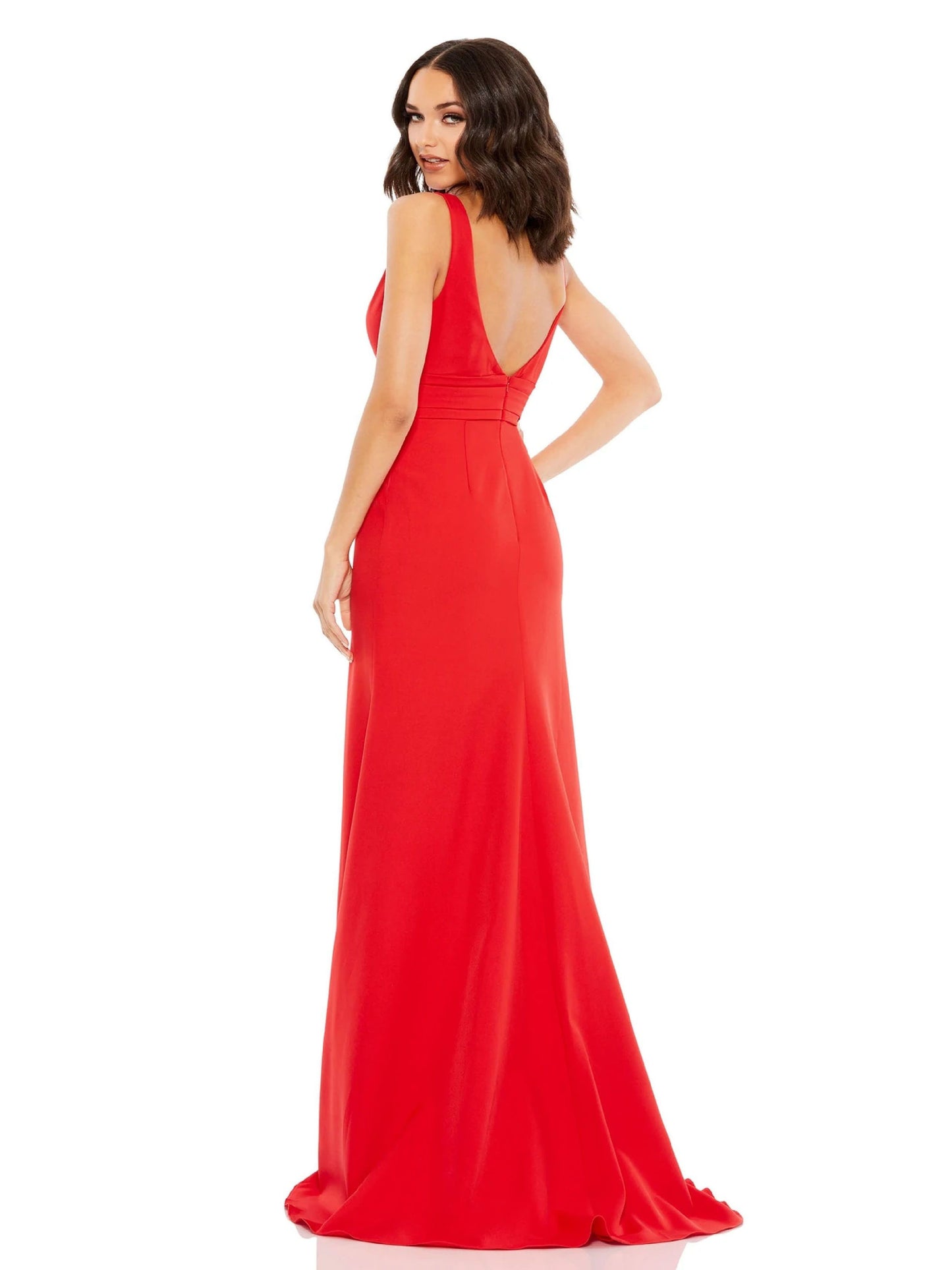 Women's Long Dress V-neck Long Sleeveless Party Dress With Bow G2071