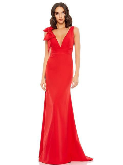Women's Long Dress V-neck Long Sleeveless Party Dress With Bow G2071