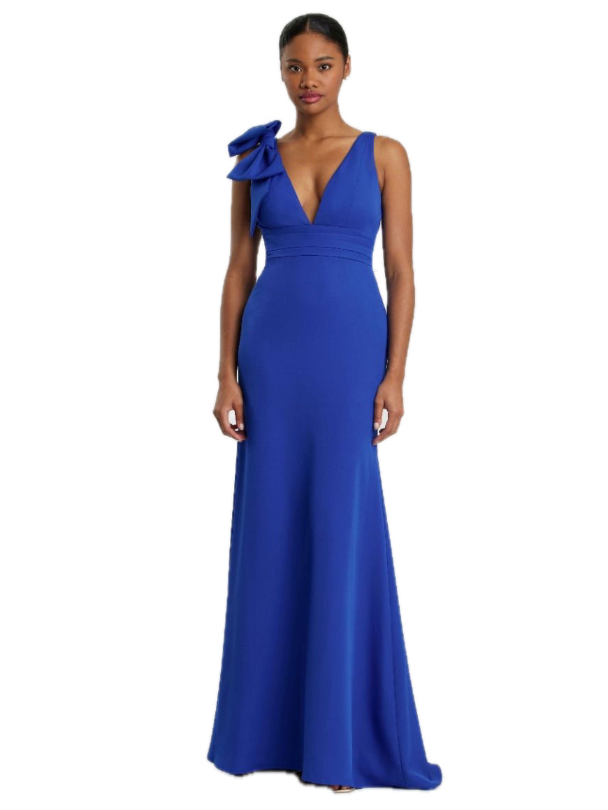 Women's Long Dress V-neck Long Sleeveless Party Dress With Bow G2071