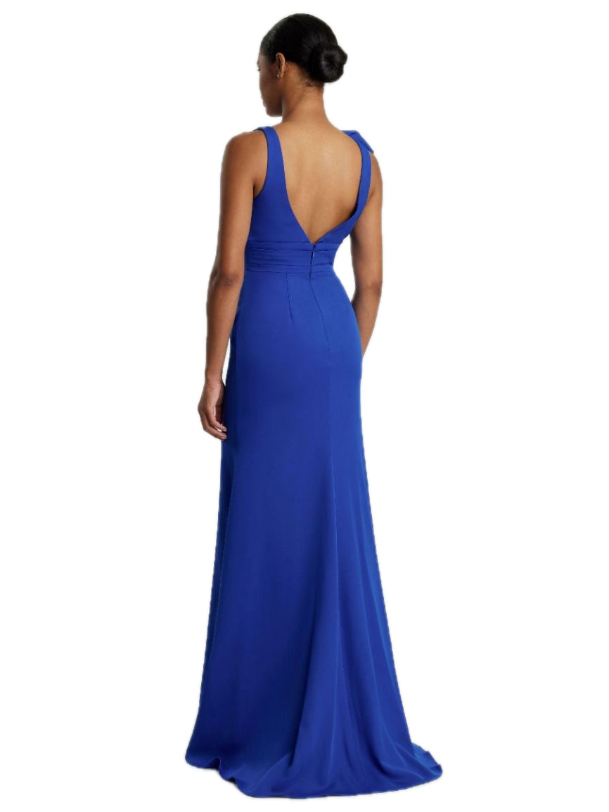 Women's Long Dress V-neck Long Sleeveless Party Dress With Bow G2071