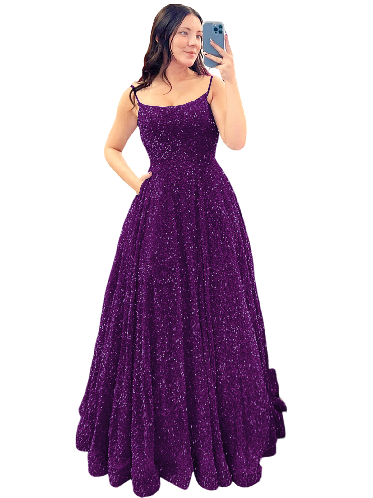Women's Long Dress Sequin Bateau/Boat Back Strap Fashion Long Sleeveless Party Dress GD101937
