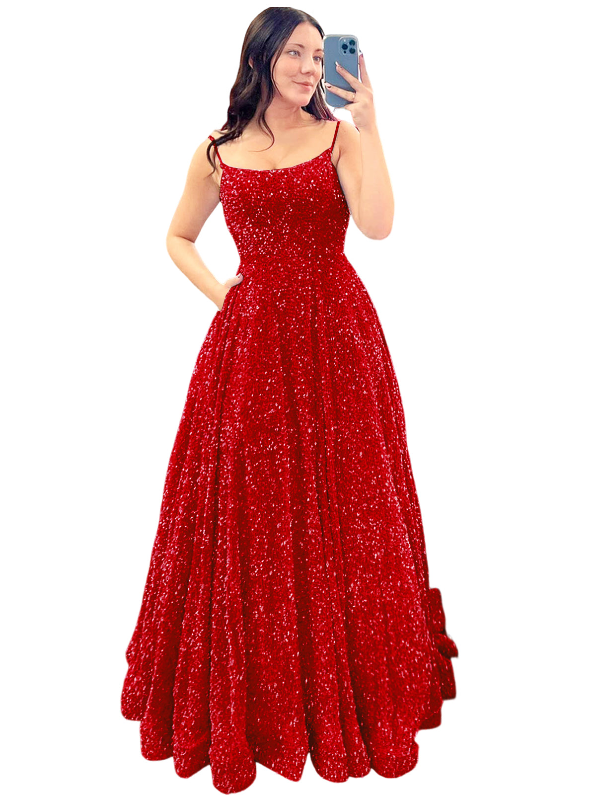 Women's Long Dress Sequin Bateau/Boat Back Strap Fashion Long Sleeveless Party Dress GD101937