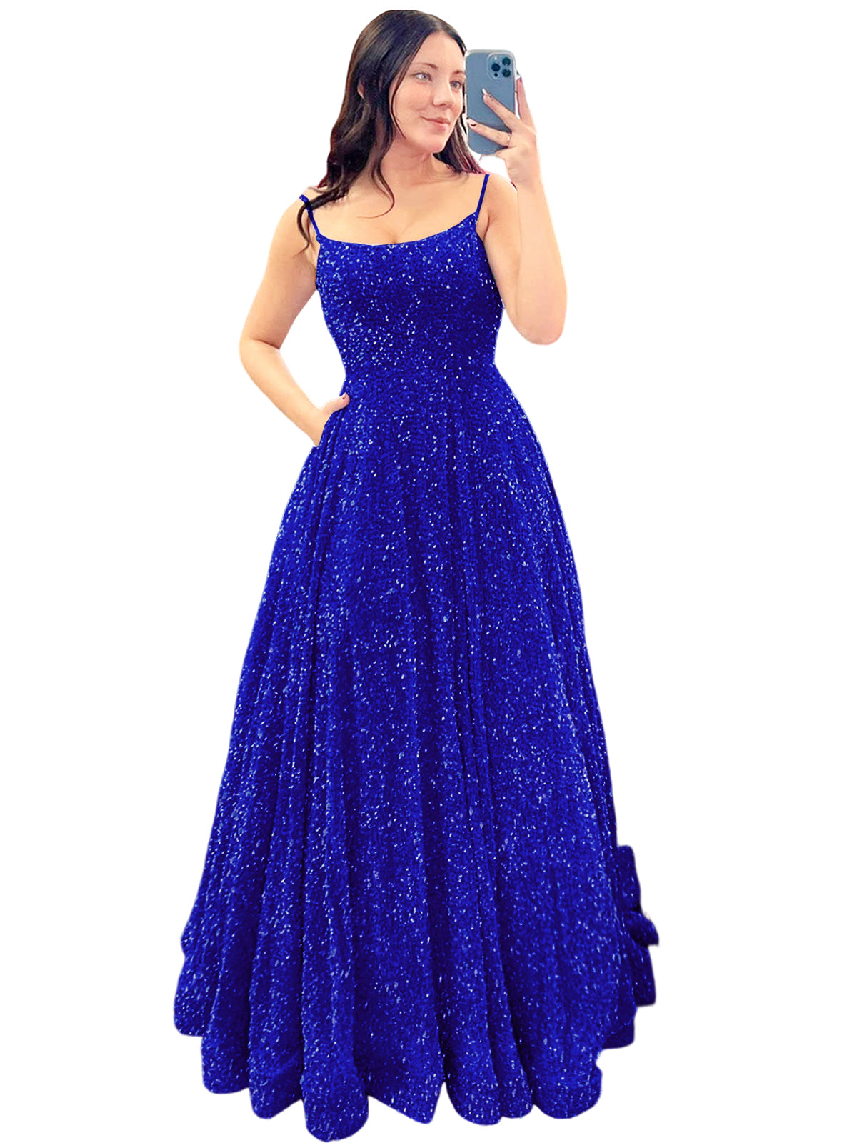 Women's Long Dress Sequin Bateau/Boat Back Strap Fashion Long Sleeveless Party Dress GD101937