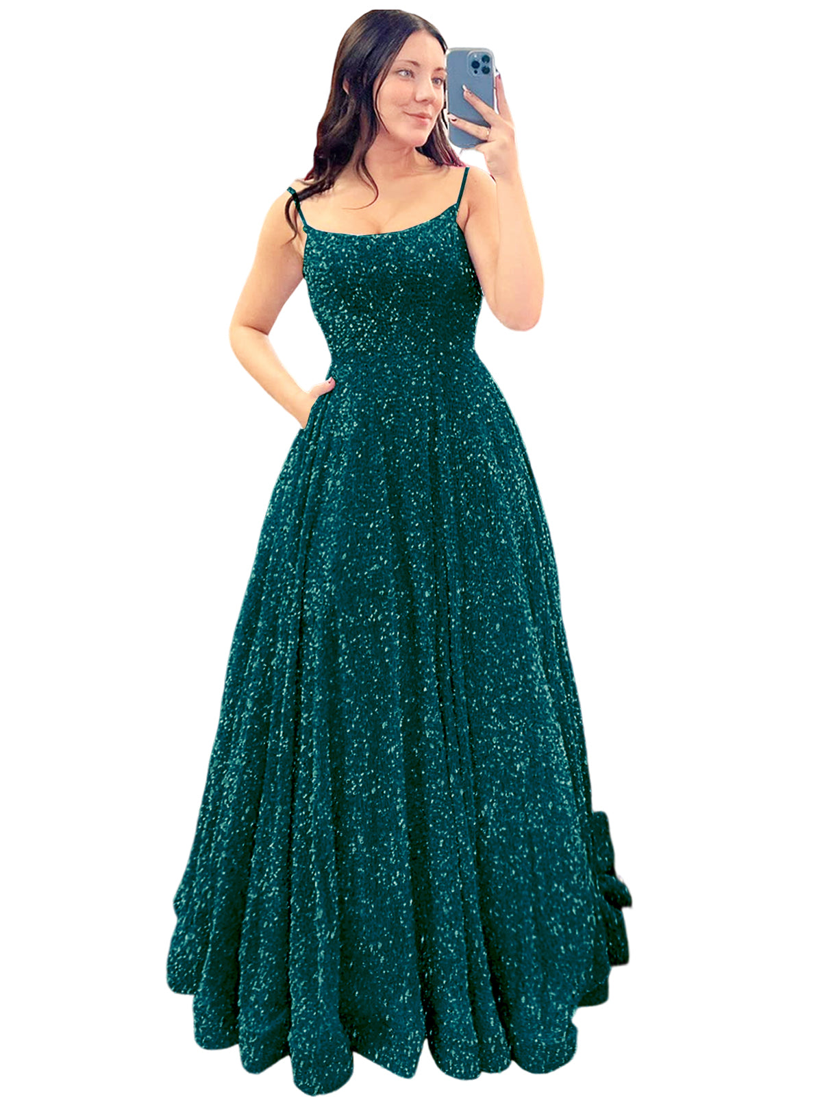 Women's Long Dress Sequin Bateau/Boat Back Strap Fashion Long Sleeveless Party Dress GD101937