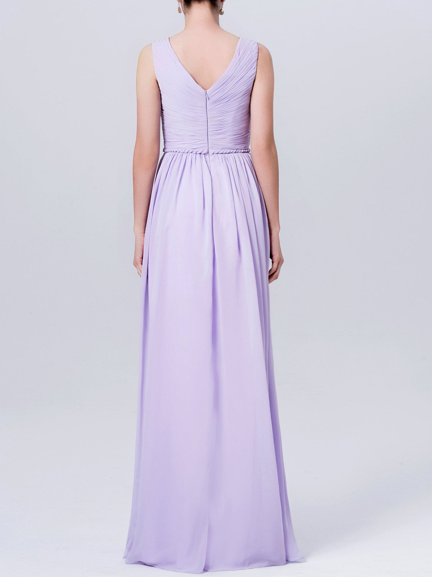 Chiffon V-Neck Sleeveless Bridesmaid Dress| Plus Size | 60+ Colors