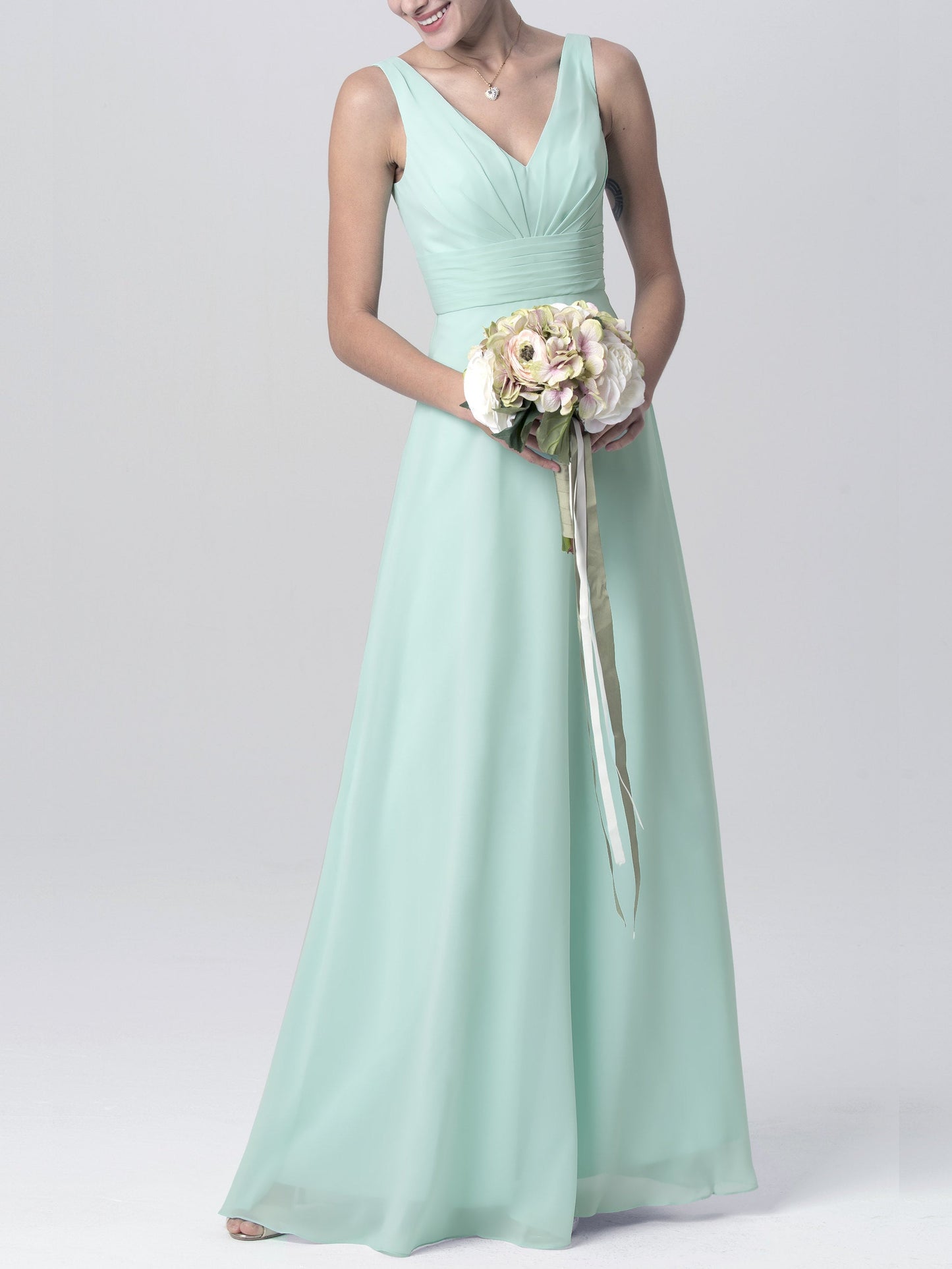 Chiffon Halter Sleeveless Bridesmaid Dress| Plus Size | 60+ Colors