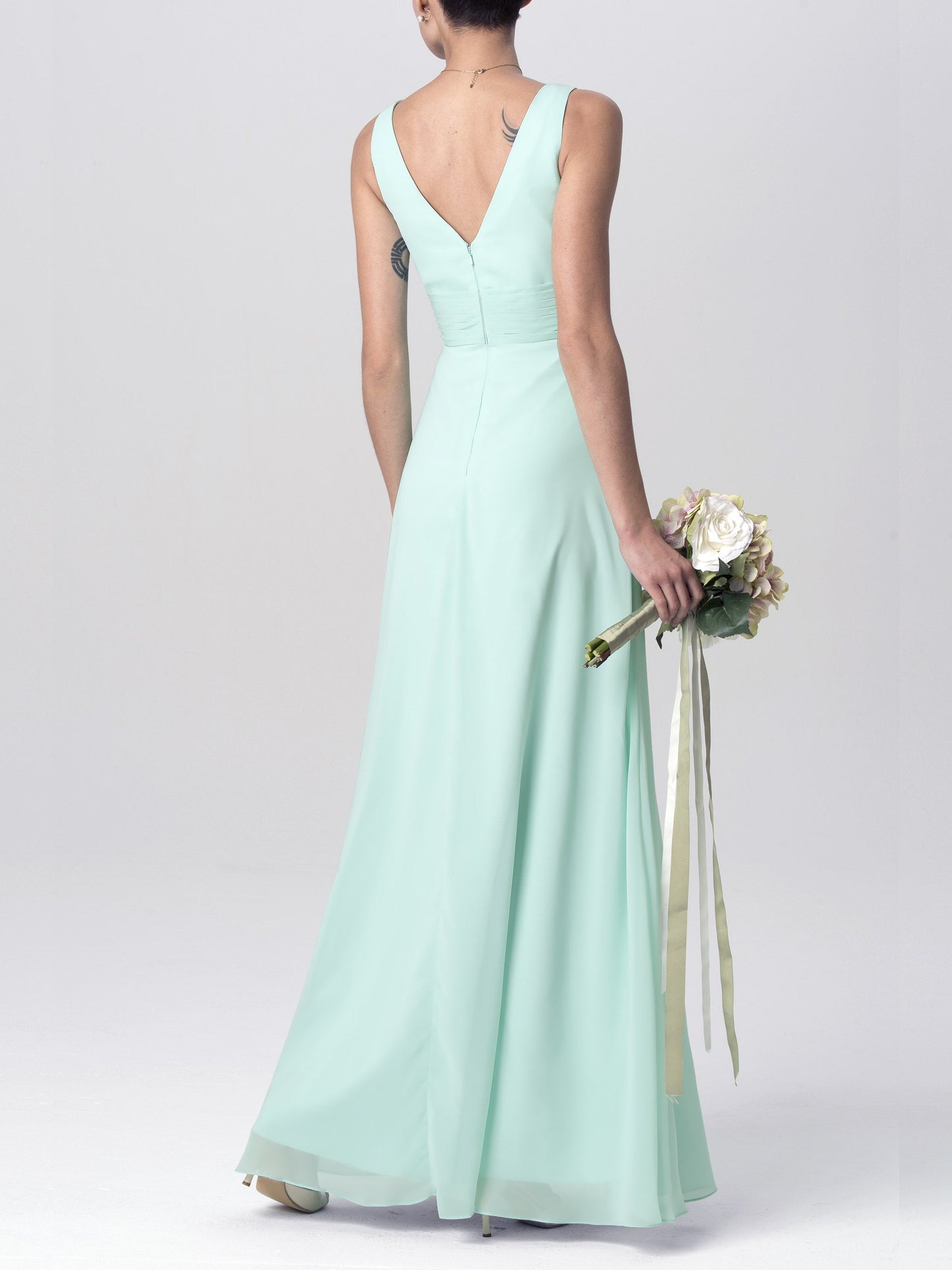 Chiffon Halter Sleeveless Bridesmaid Dress| Plus Size | 60+ Colors