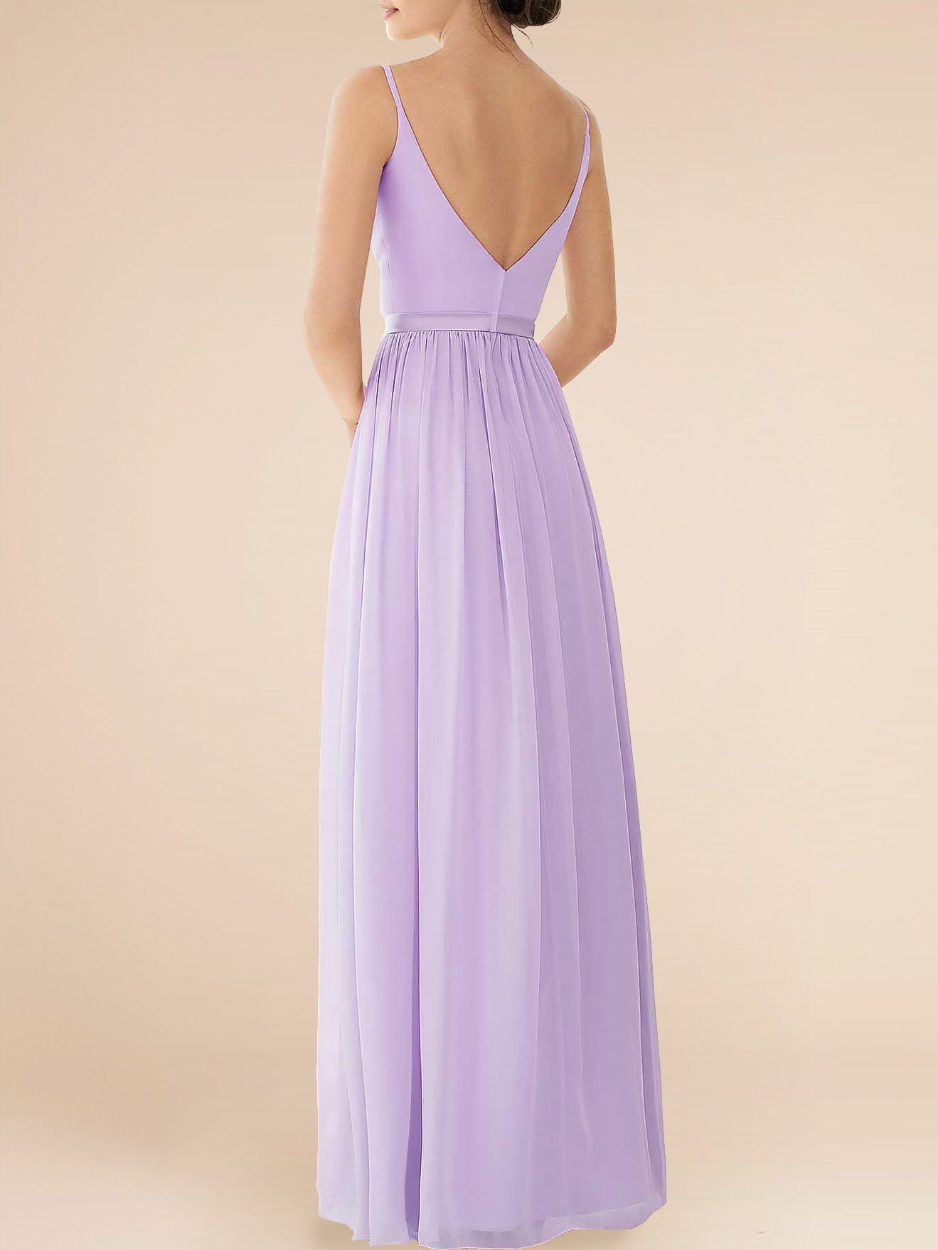 Chiffon Spaghetti Straps Sleeveless Bridesmaid Dress| Plus Size | 60+ Colors
