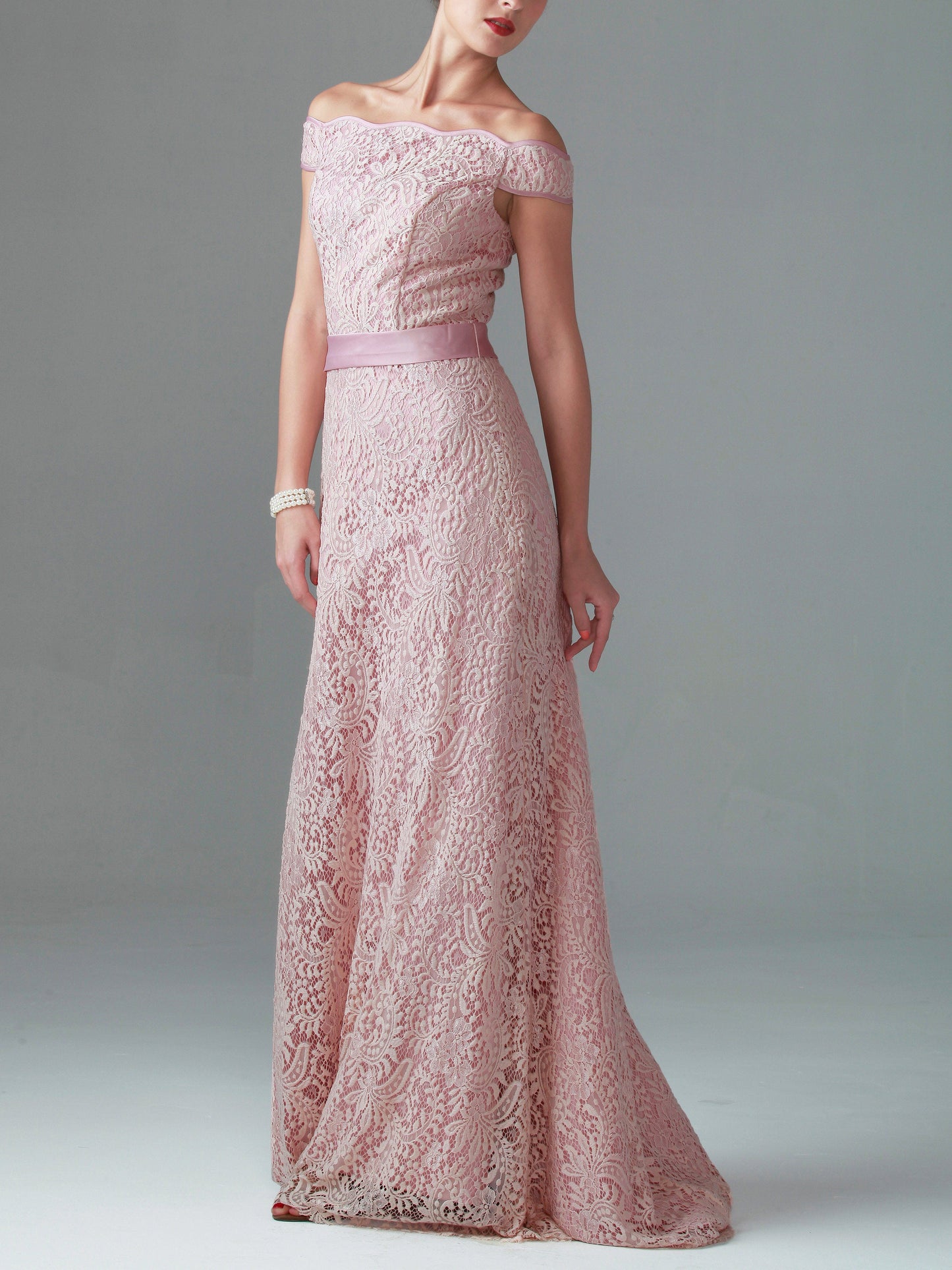 Lace Off the Shoulder Short Sleeves Bridesmaid Dress| Plus Size | 60+ Colors