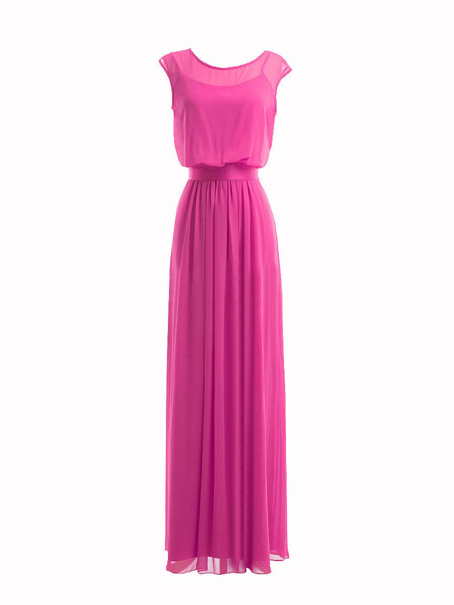 Chiffon Boat Neck Sleeveless Bridesmaid Dress| Plus Size | 60+ Colors ForHerandForHim Chiffon Boat Neck Sleeveless Bridesmaid Dress| Plus Size | 60+ Colors ForHerandForHim