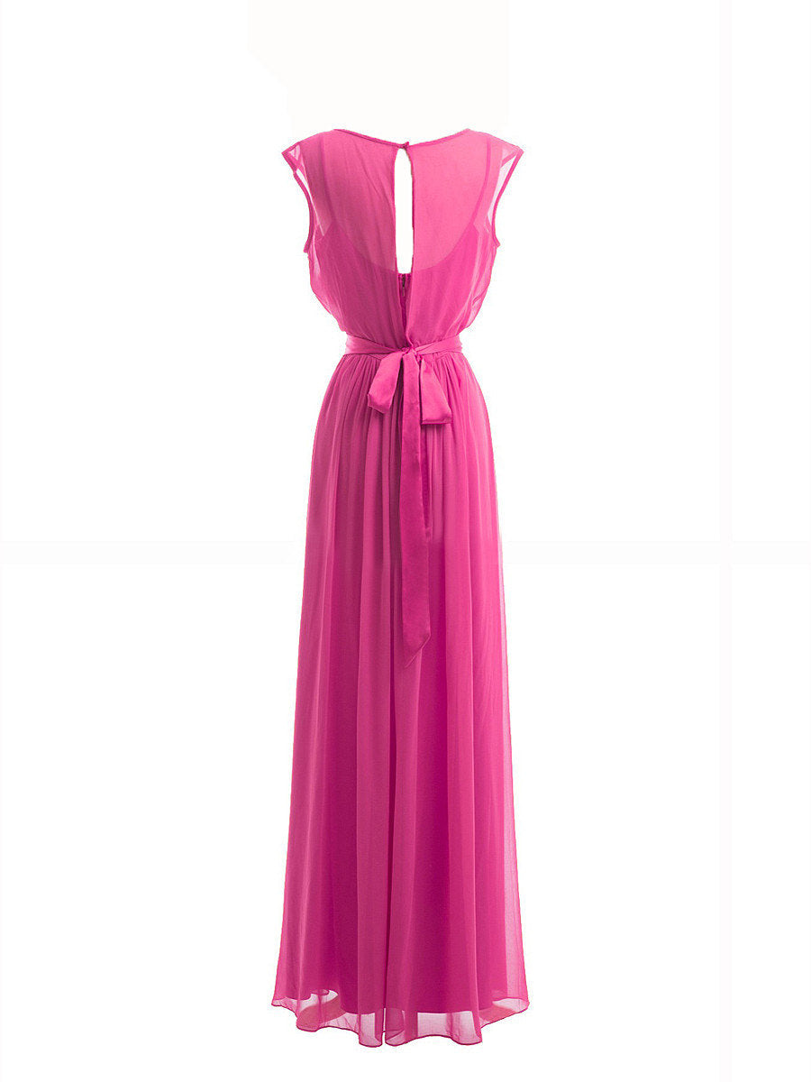 Chiffon V-Neck Sleeveless Bridesmaid Dress| Plus Size | 60+ Colors