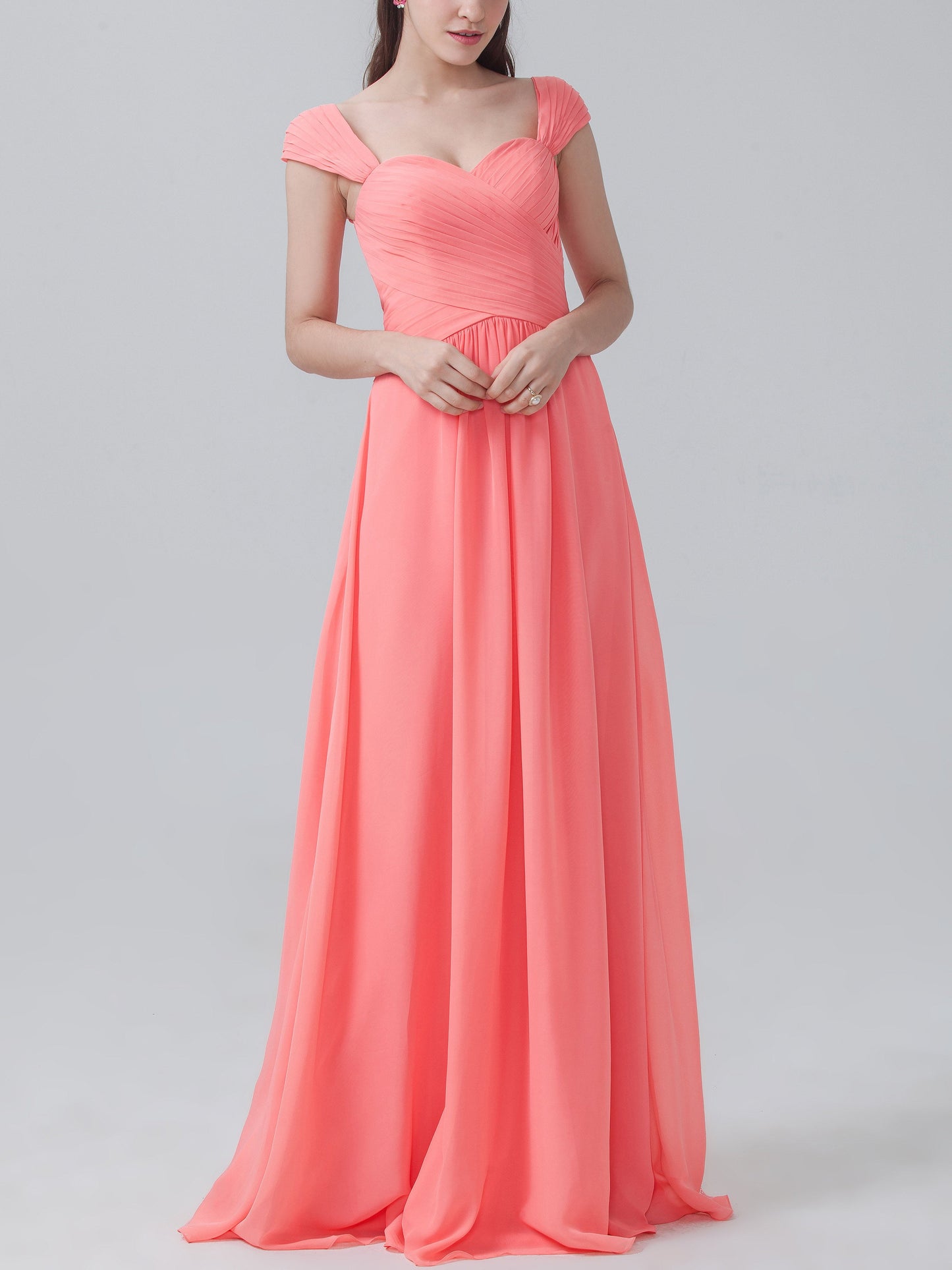 Chiffon V-Neck Sleeveless Bridesmaid Dress| Plus Size | 60+ Colors