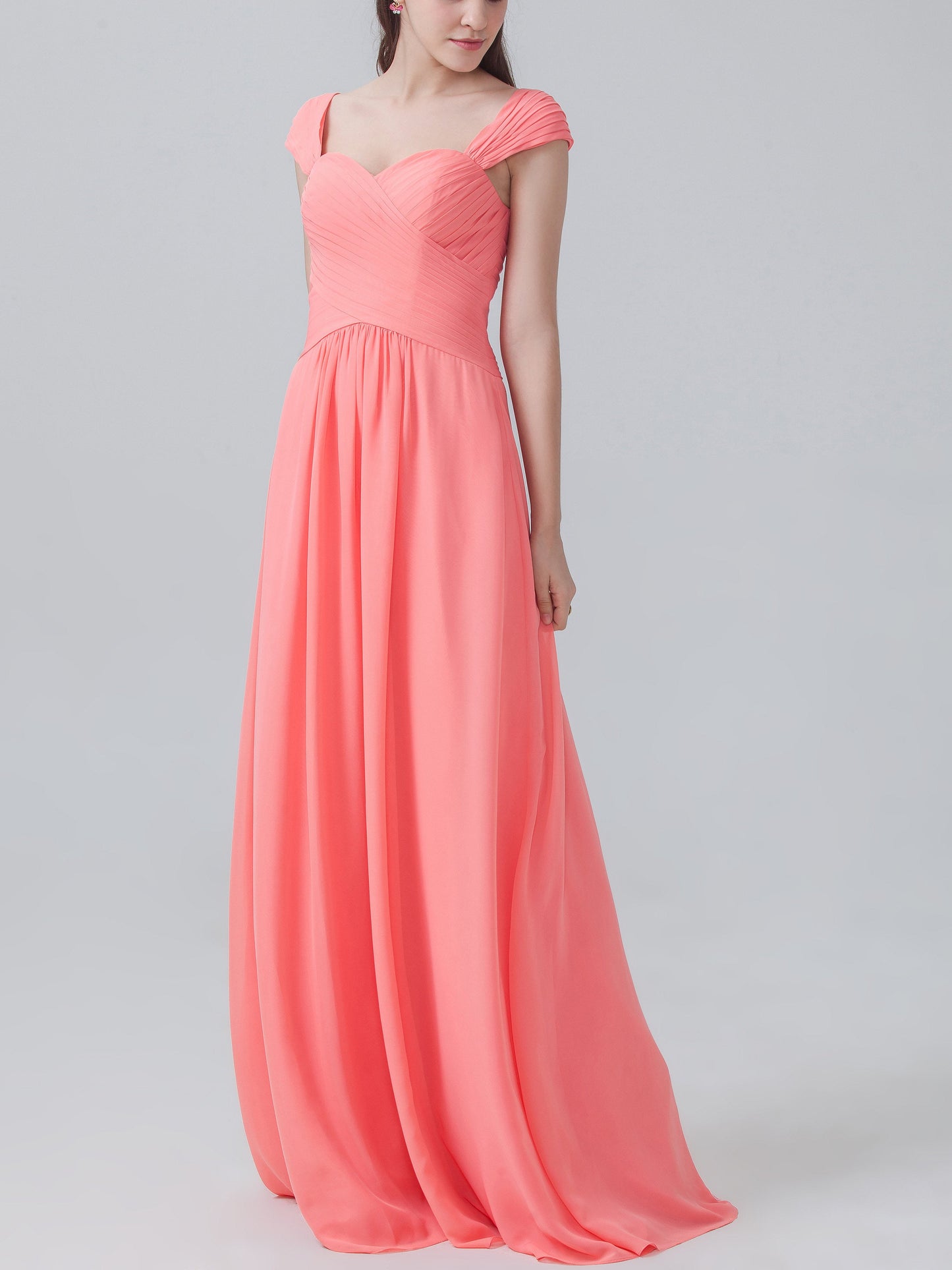 Chiffon V-Neck Sleeveless Bridesmaid Dress| Plus Size | 60+ Colors