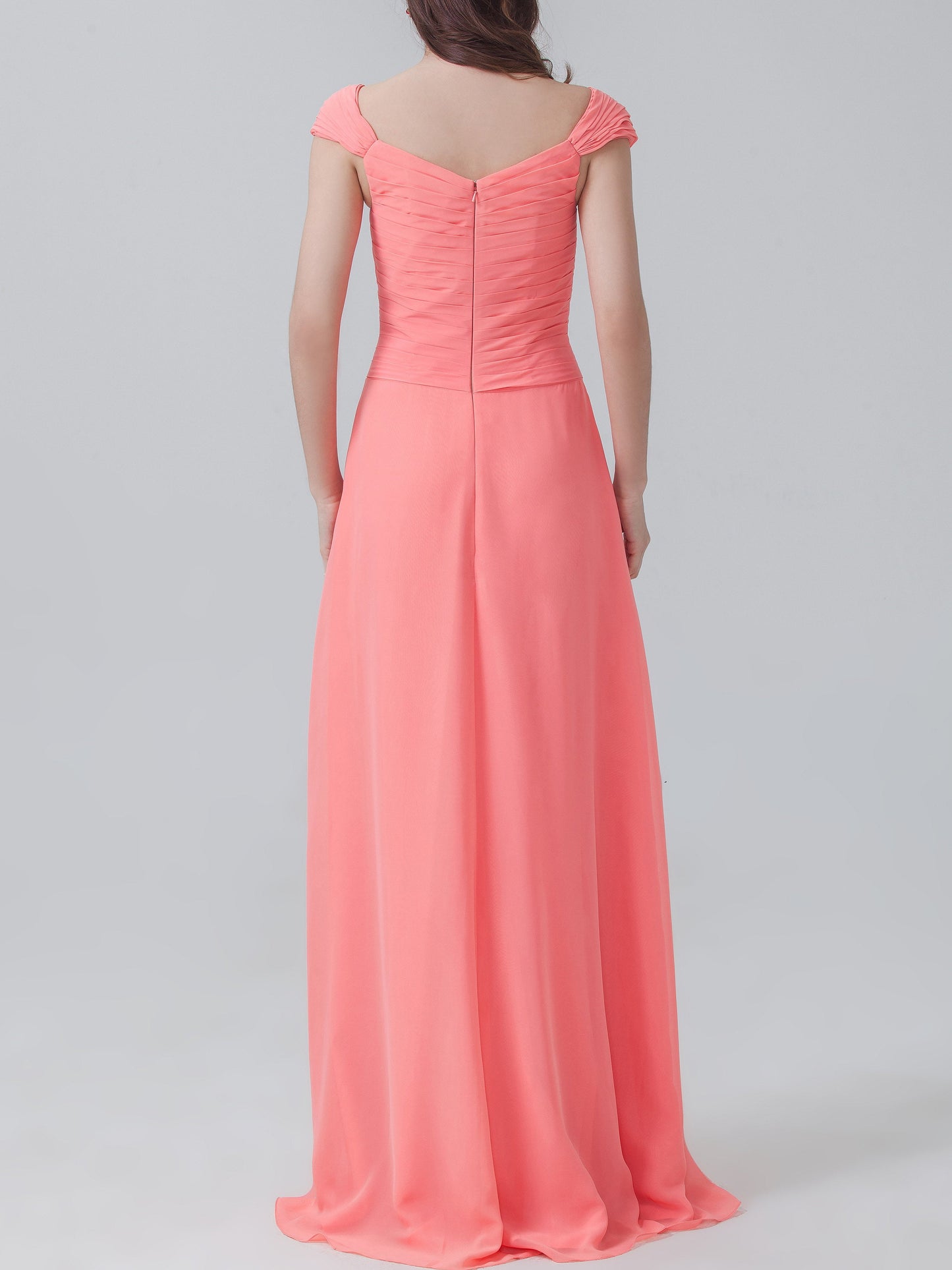 Chiffon V-Neck Sleeveless Bridesmaid Dress| Plus Size | 60+ Colors