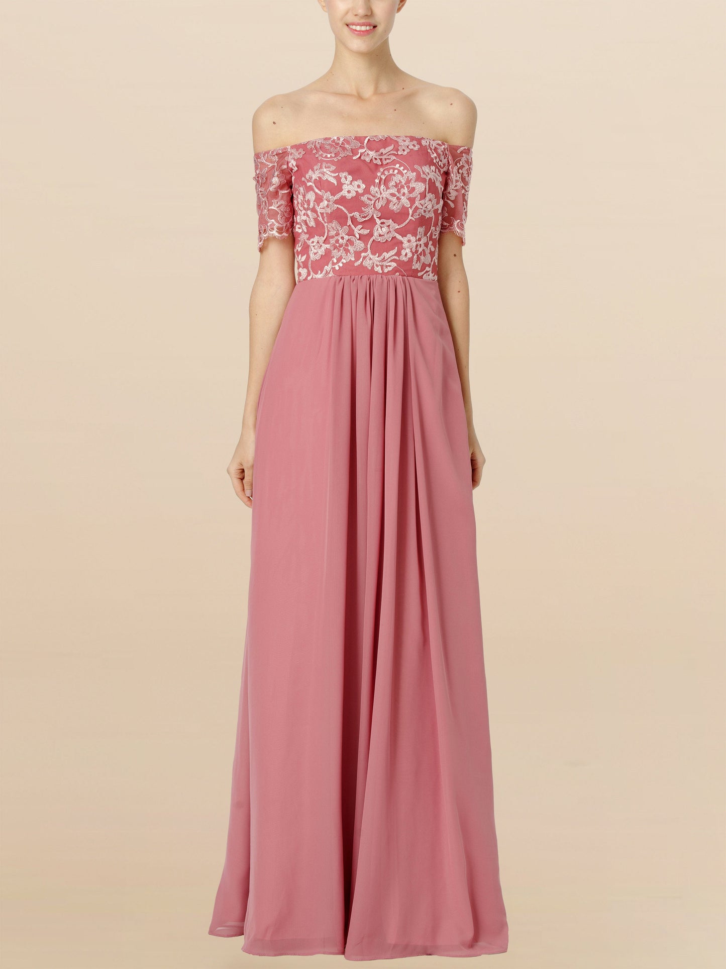 Lace Boat Neck Cap Sleeves Bridesmaid Dress| Plus Size | 60+ Colors