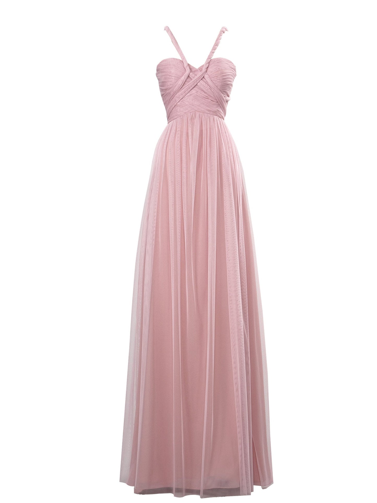 Chiffon Criss Cross Straps Sleeveless Bridesmaid Dress| Plus Size | 60+ Colors
