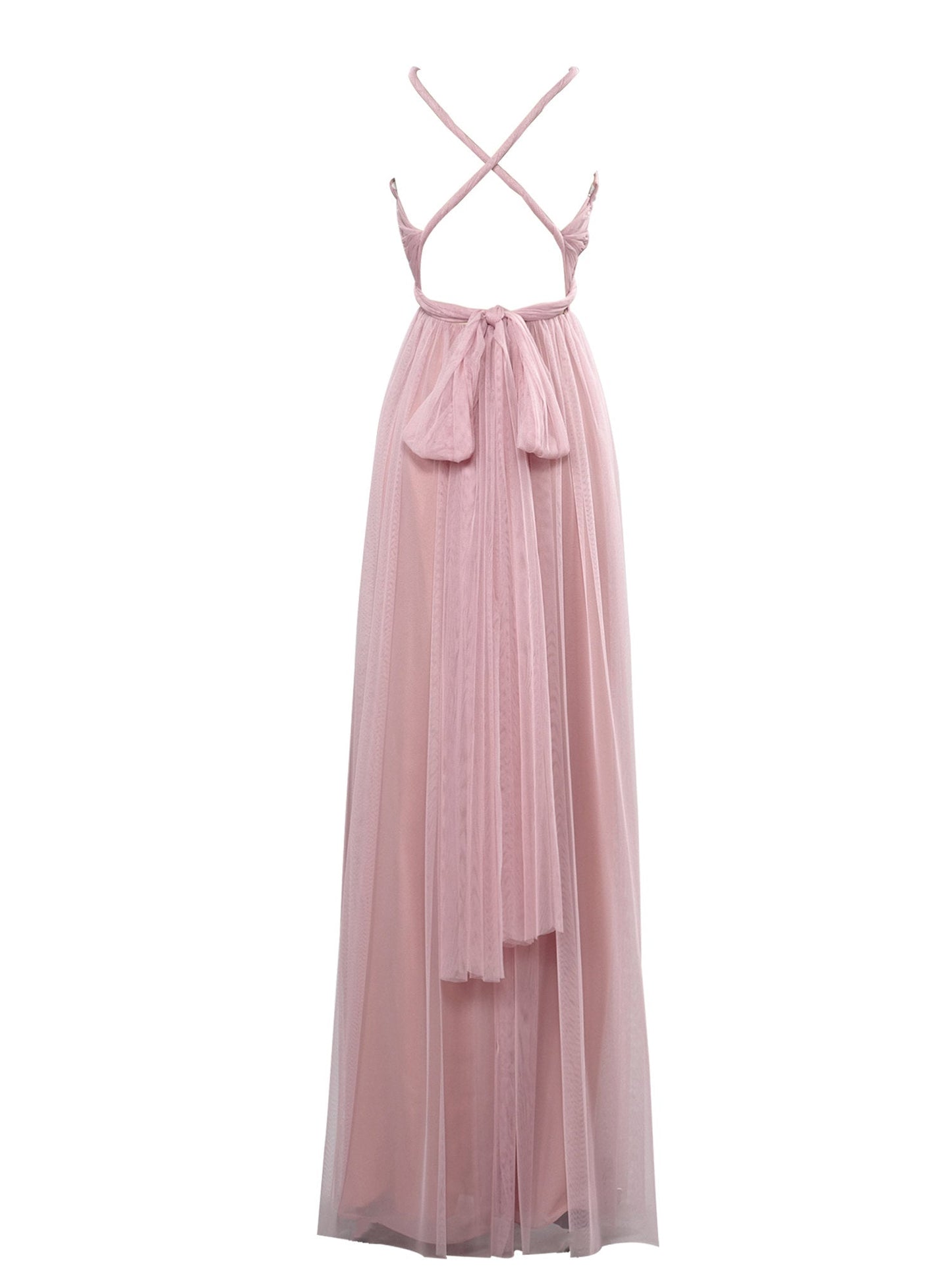 Chiffon Criss Cross Straps Sleeveless Bridesmaid Dress| Plus Size | 60+ Colors
