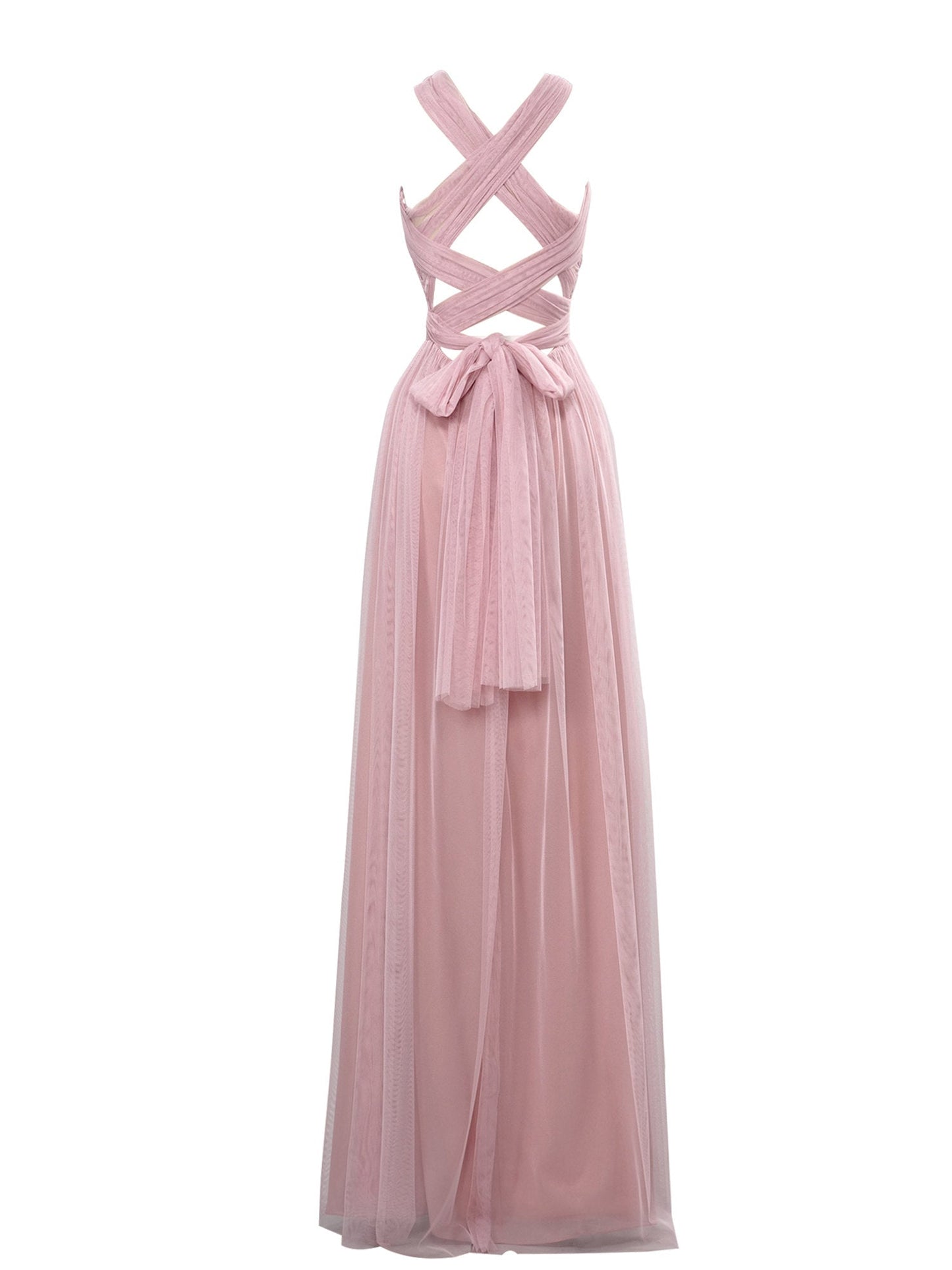 Chiffon Criss Cross Straps Sleeveless Bridesmaid Dress| Plus Size | 60+ Colors