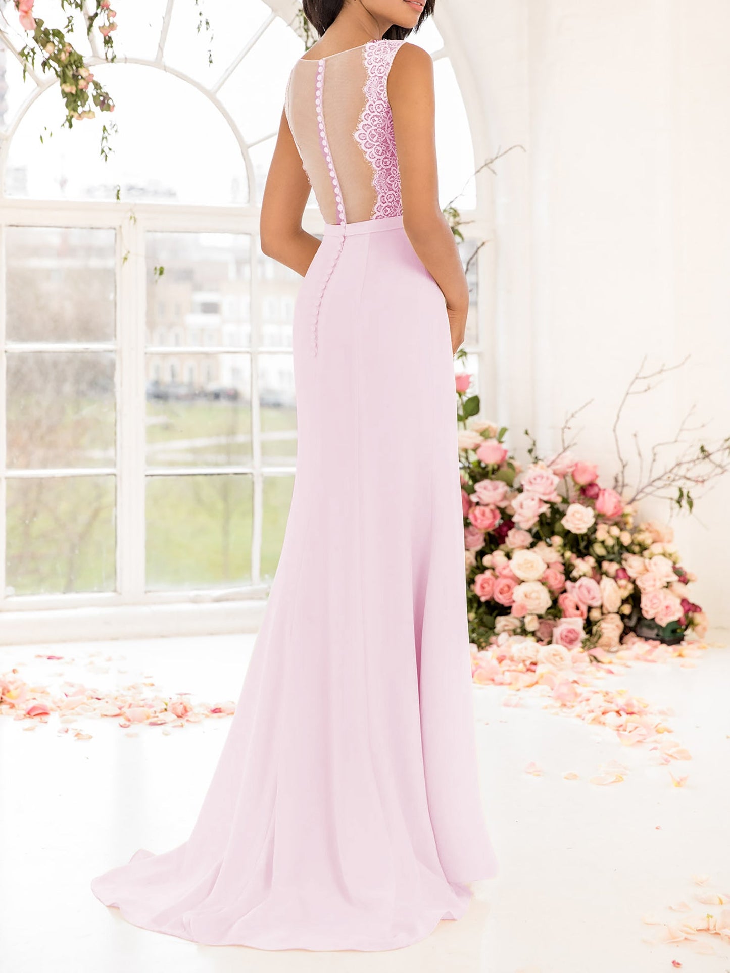 Chiffon V-Neck Sleeveless Bridesmaid Dress| Plus Size | 60+ Colors