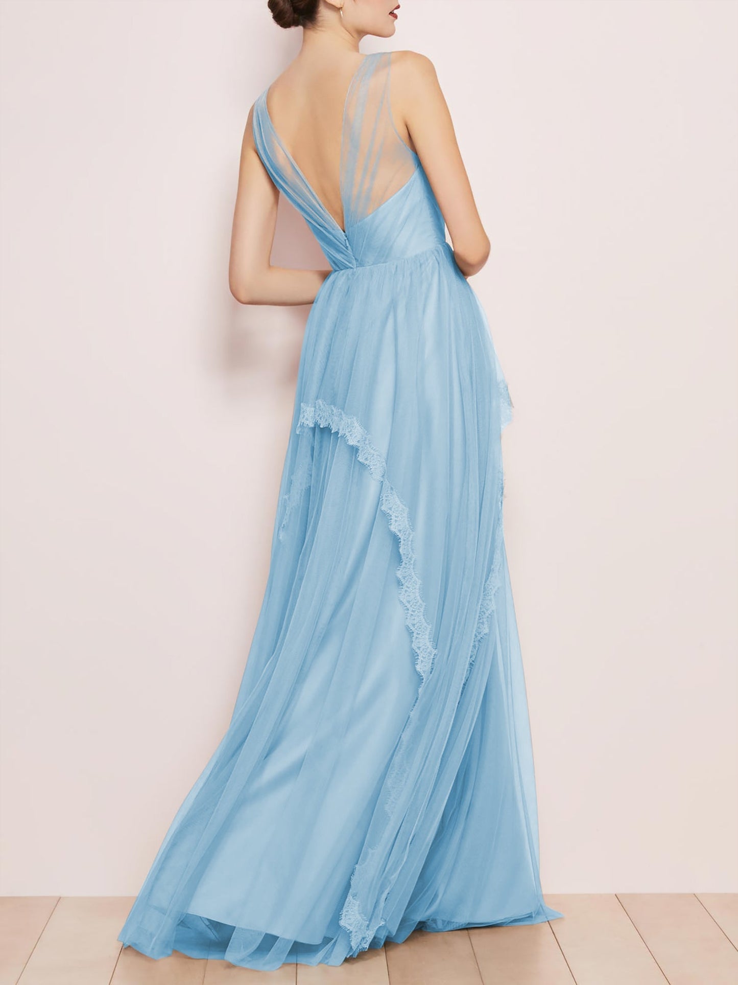 Chiffon V-Neck Sleeveless Bridesmaid Dress| Plus Size | 60+ Colors