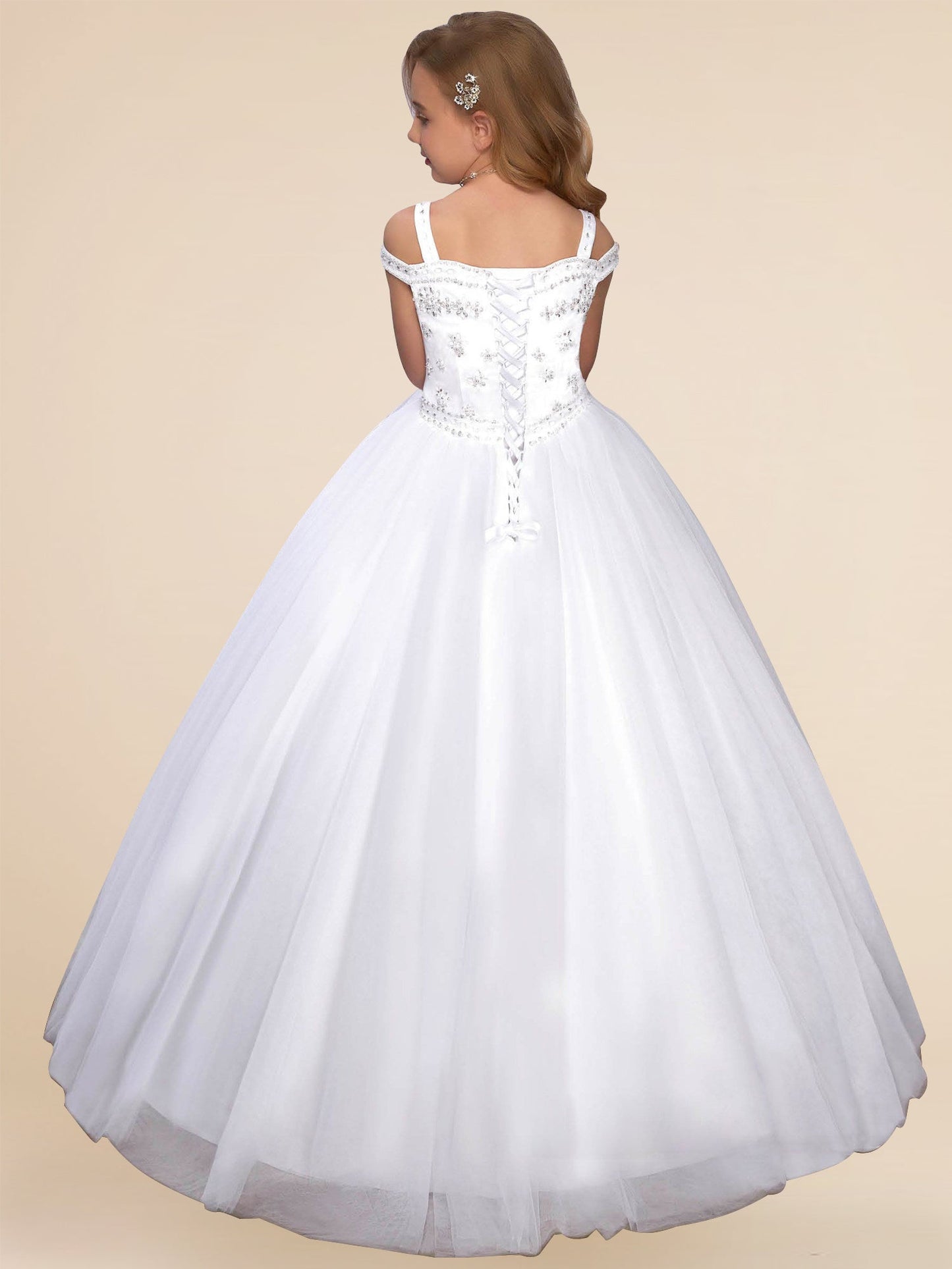 Lace A-Line Spaghetti Straps Sleeveless Flower Girl Dress-F500009