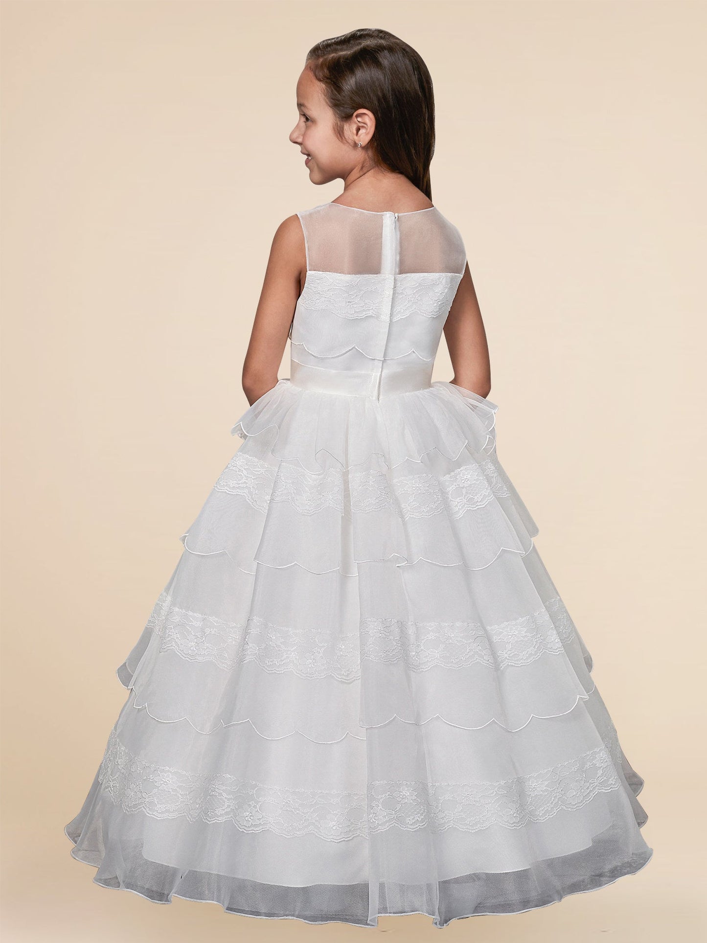 Lace A-Line Scoop Neck Sleeveless Flower Girl Dress-F500017