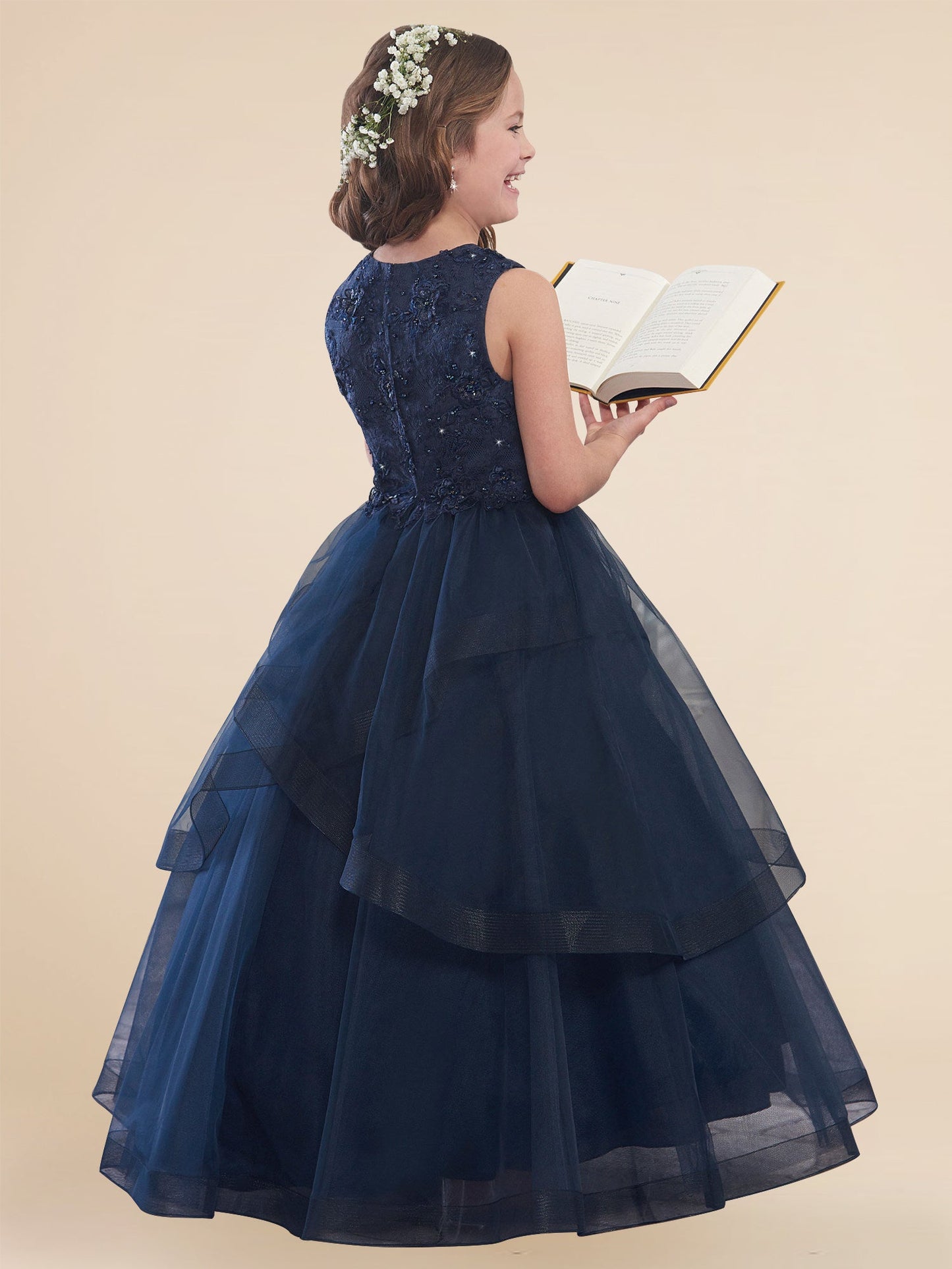 Lace A-Line Scoop Neck Sleeveless Flower Girl Dress-F500019